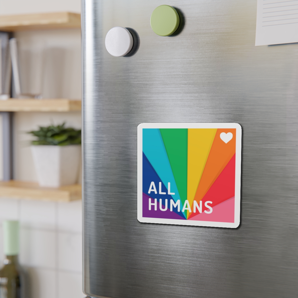 Rainbow Colored Background With All Humans Concept Pride Month Die Cut Magnets - Image 9