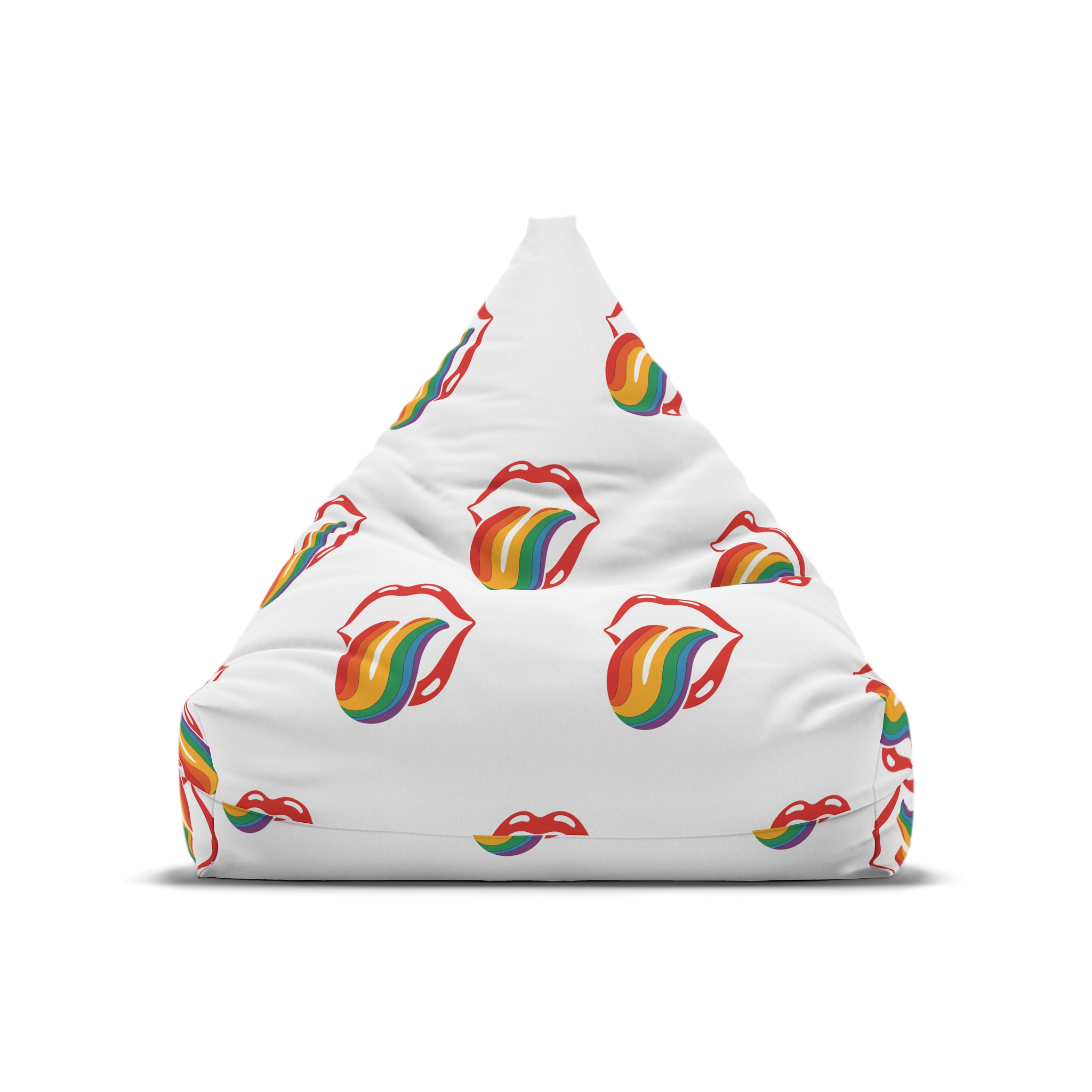 Rainbow Tongue Pop Art Lips Illustration Bean Bag Chair Cover - Image 5