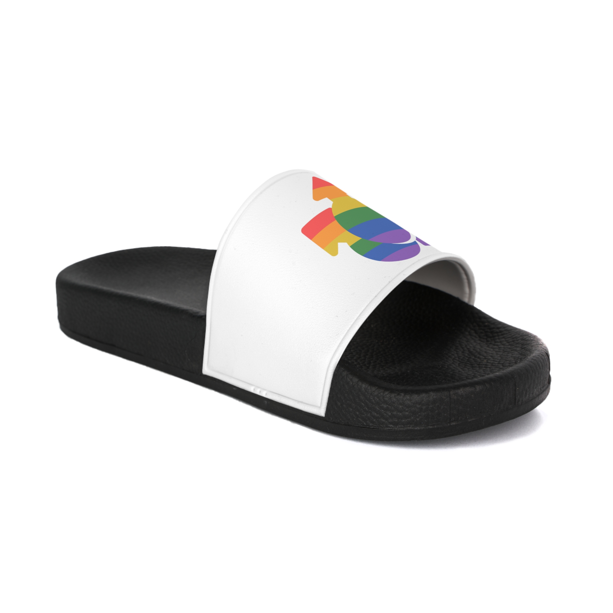 Lgbt Icon Isolated Black Background Lgbt Community Human Rights Concept Vector Flat Illustration Poster Card Banner Mens Slide Sandals - Image 2