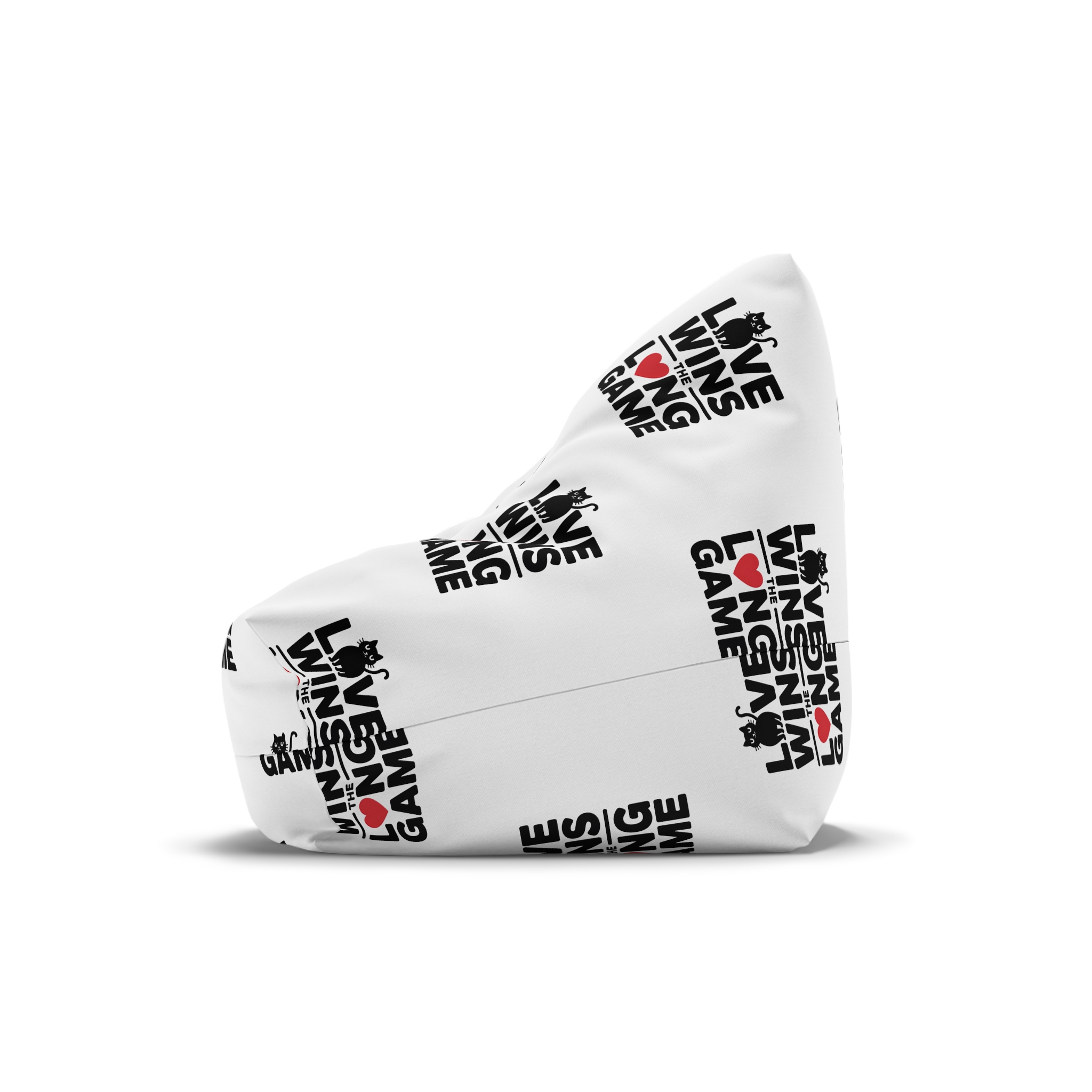 Love Wins Long Game With Black Cat Heart Illustration Bean Bag Chair Cover - Image 4
