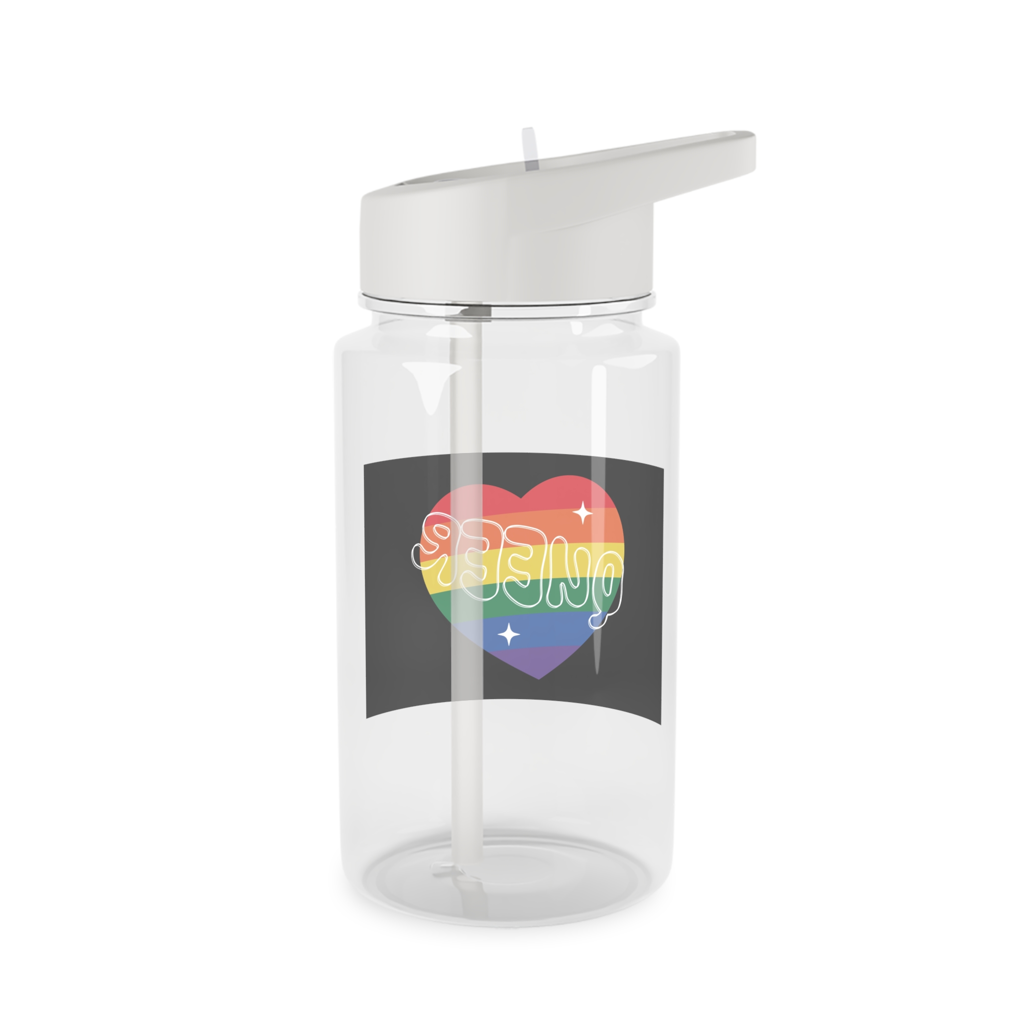 Queer Pride Heart Tritan Water Bottle - Image 2
