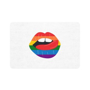 Beautiful Lips Kiss Trace With Lgbt Symbol Pride Flag Rainbow Colors Print Pet Food Mat 12x18