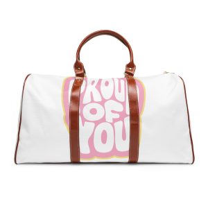 Colorful Retro Bubble Letter Typography Sticker Saying Proud You Waterproof Travel Bag