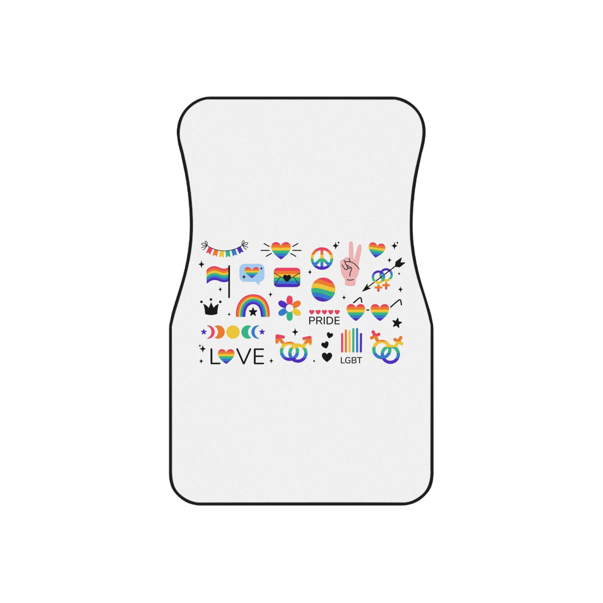 Lgbt Stickers Pack Doodle Style Lgbtq Set Lgbt Pride Community Symbols Rainbow Colored Element Car Mats Set Of 4 - Image 2