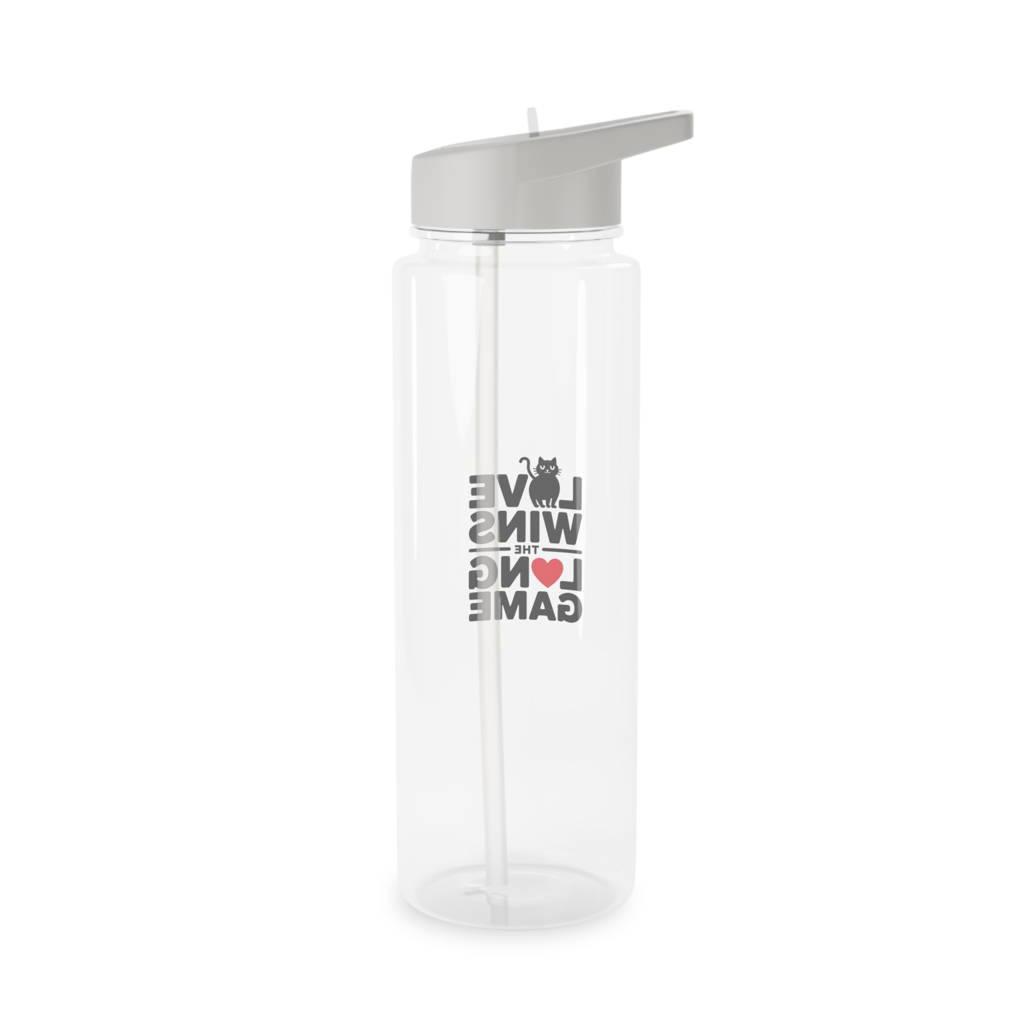 Love Wins Long Game With Black Cat Heart Illustration Tritan Water Bottle - Image 6