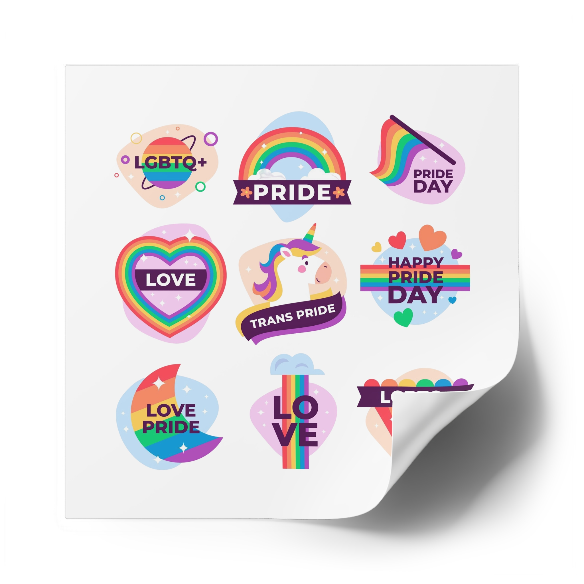 Labels Design Pride Day Event Laminate Stickers Square - Image 58