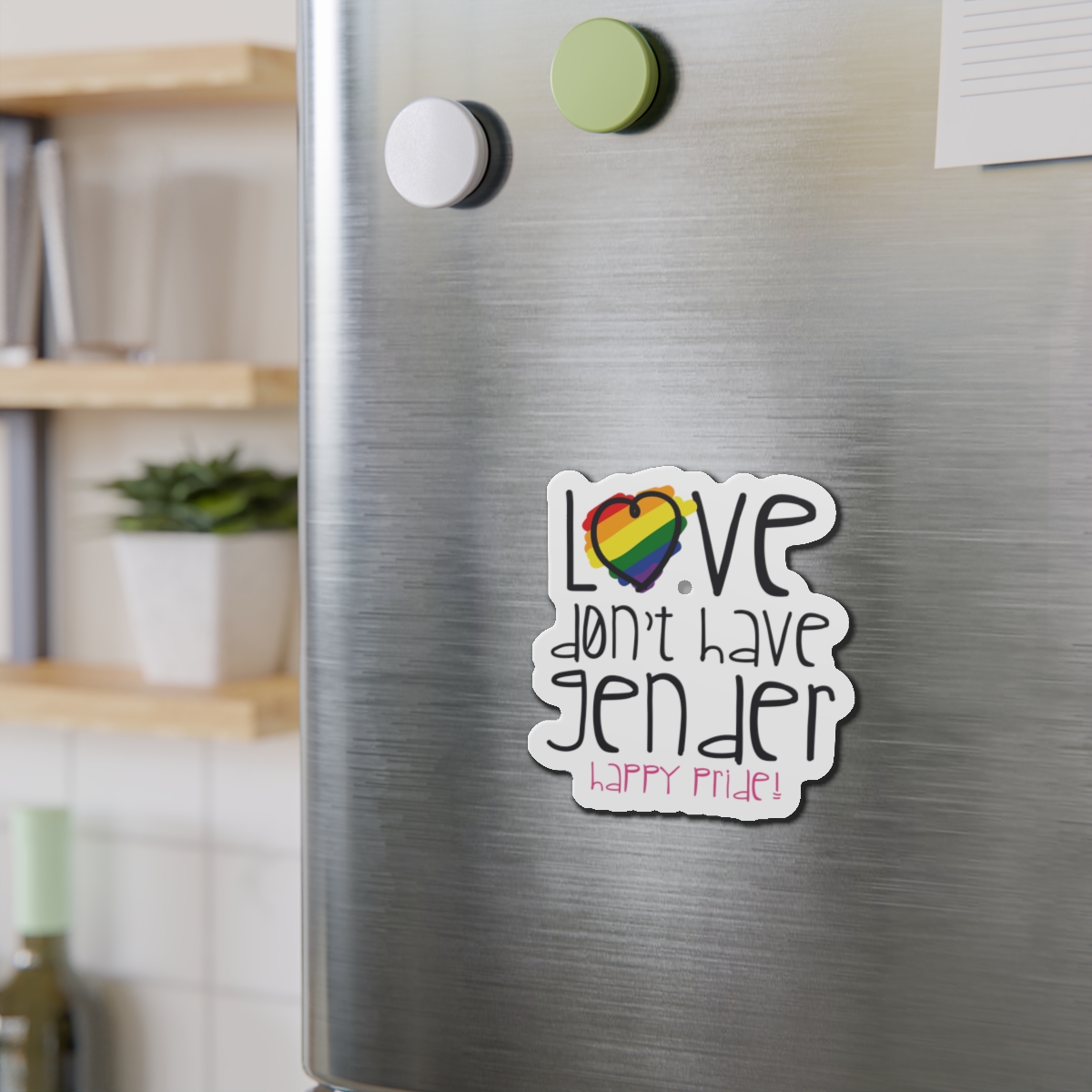 Design With Rainbow Colors Heart With Smile Encouraging Message Happy Pride Die Cut Magnets - Image 9