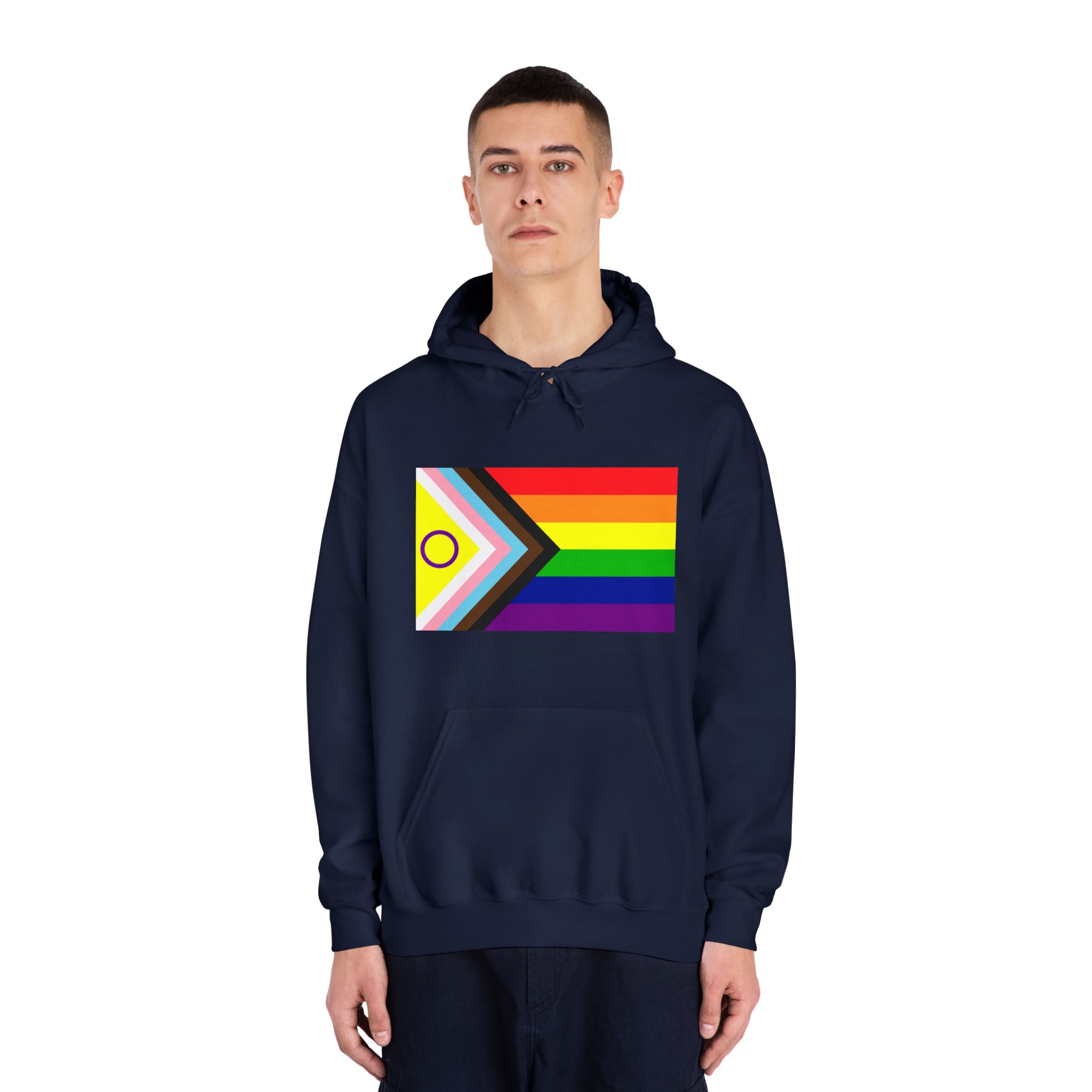 Lgbtq Pride Flag New Lgbtq Pride Flag Vector Updated Intersex Inclusive Progress Pride Flag Unisex Dryblend Hooded Sweatshirt - Image 31