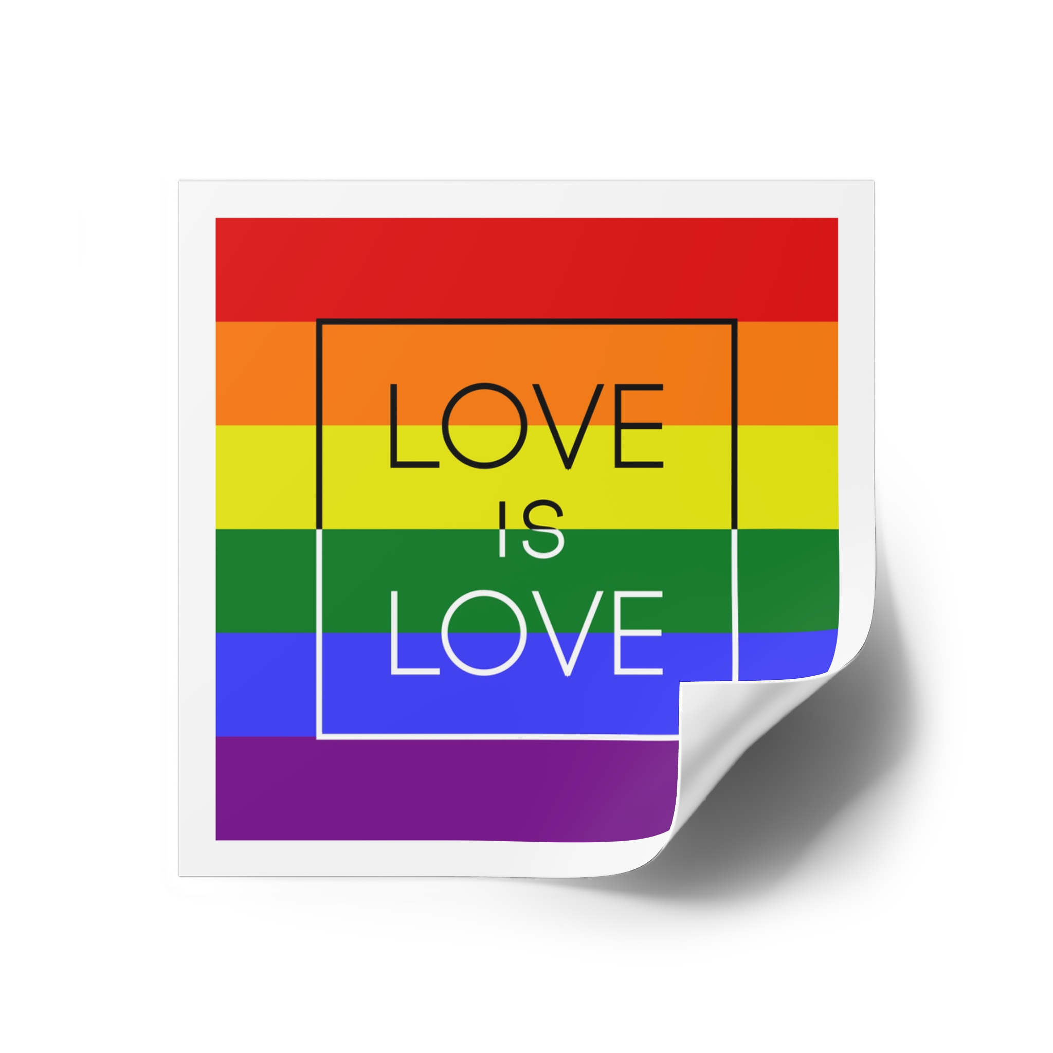 Lgbt Card Text Love Is Love Background Flag Colors Vector Illustration Laminate Stickers Square - Image 26