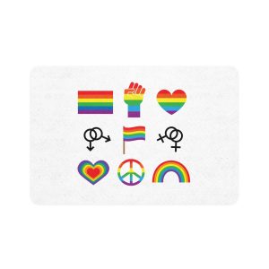 Set Flat Lgbt Homosexual Rainbow Flag Icon Symbols Pet Food Mat 12x18