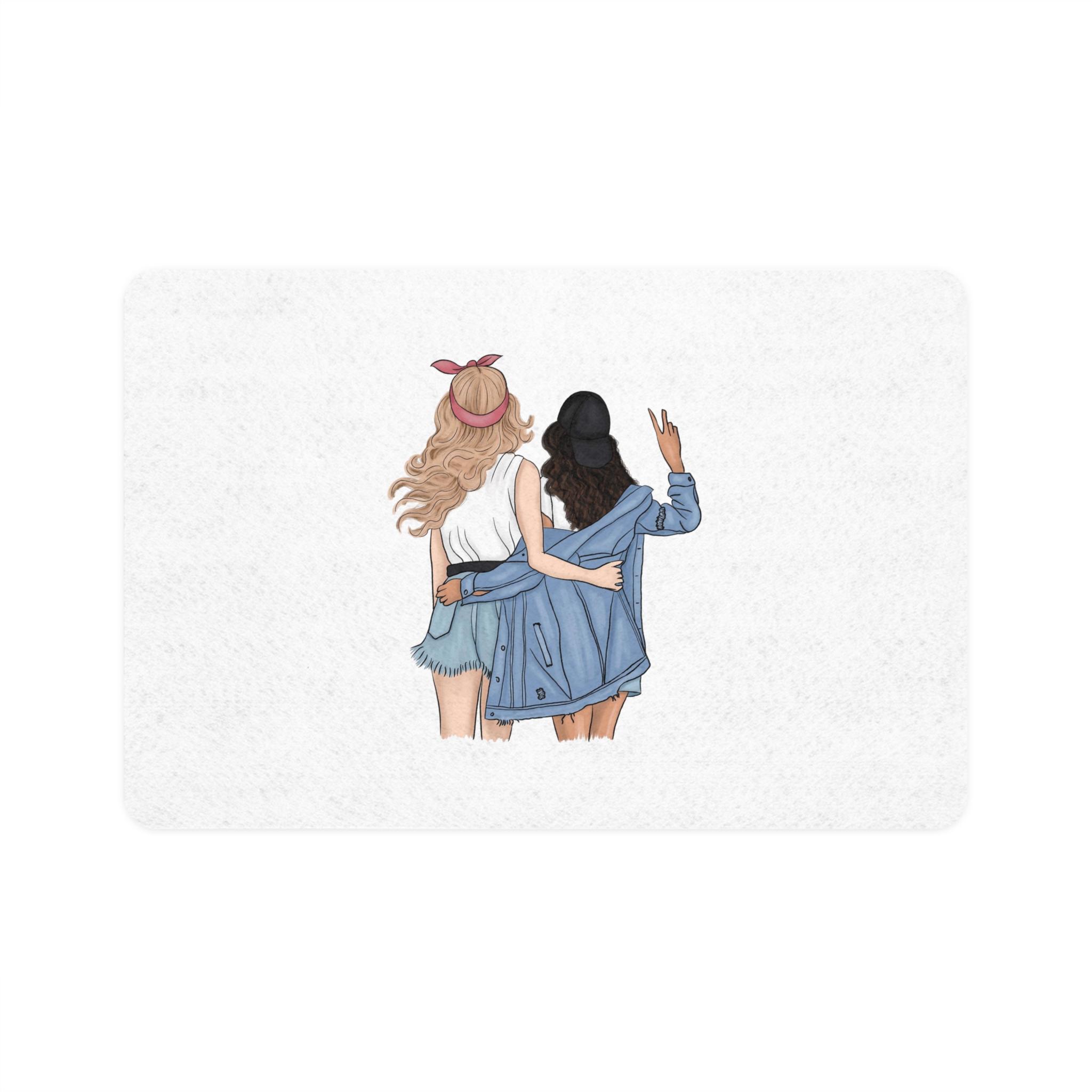 Friends Stand With Their Backs Pet Food Mat 12x18