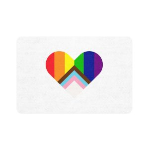 Updated Pride Flag Heart Shape Pet Food Mat 12x18