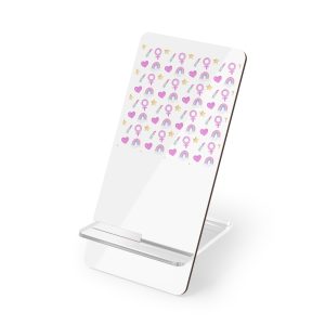 Cute Feminine Seamless Pattern With Rainbows Hearts Venus Symbols Mobile Display Stand For Smartphones