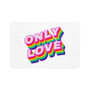 Rainbow Word Only Love Typography Design Element Pet Food Mat 12x18