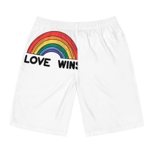 Love Wins Rainbow Pride Illustration Mens Board Shorts Aop
