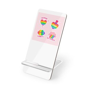 Flat Labels Collection Pride Month Celebration Mobile Display Stand For Smartphones
