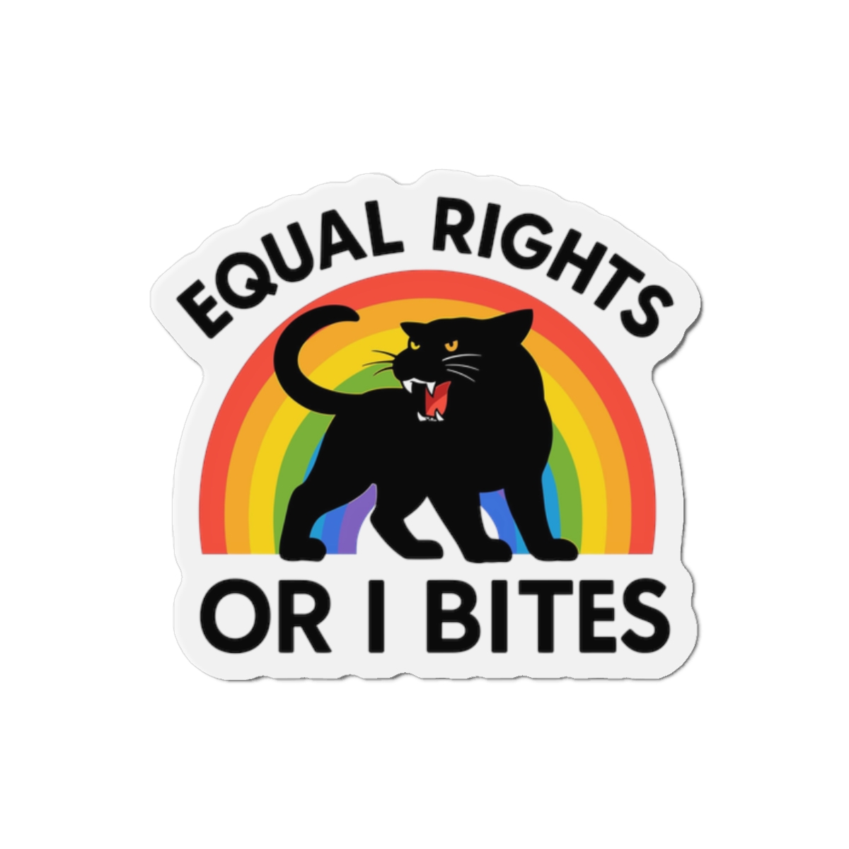 Comfort Colors Equal Rights I Bites Rainbow Cat Die Cut Magnets