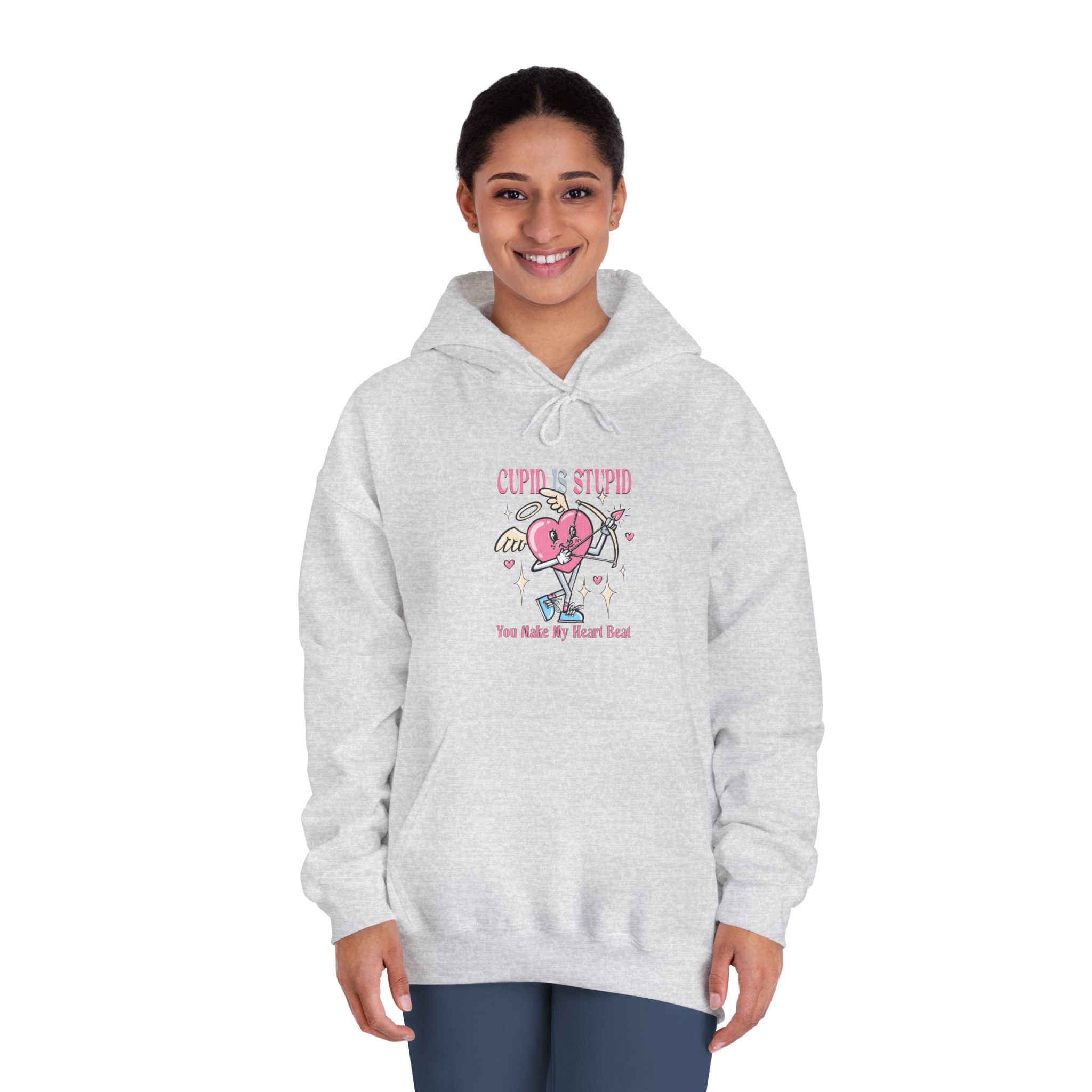 Love Cupid Holding Bow Tshirt Design Unisex Dryblend Hooded Sweatshirt - Image 8