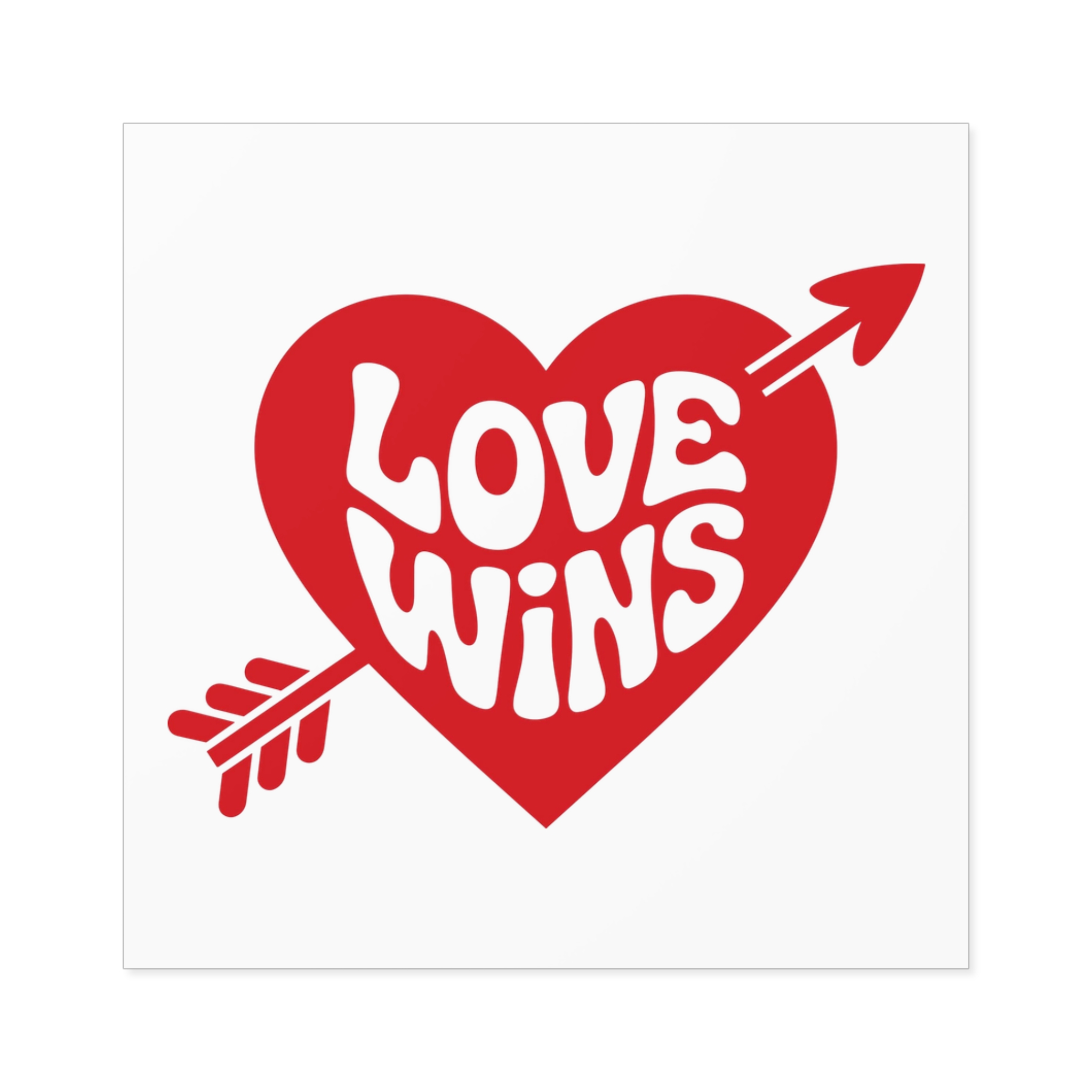 Love Wins Inscription Red Heart Pierced With Cupid39s Arrow Transparent Background Laminate Stickers Square - Image 21
