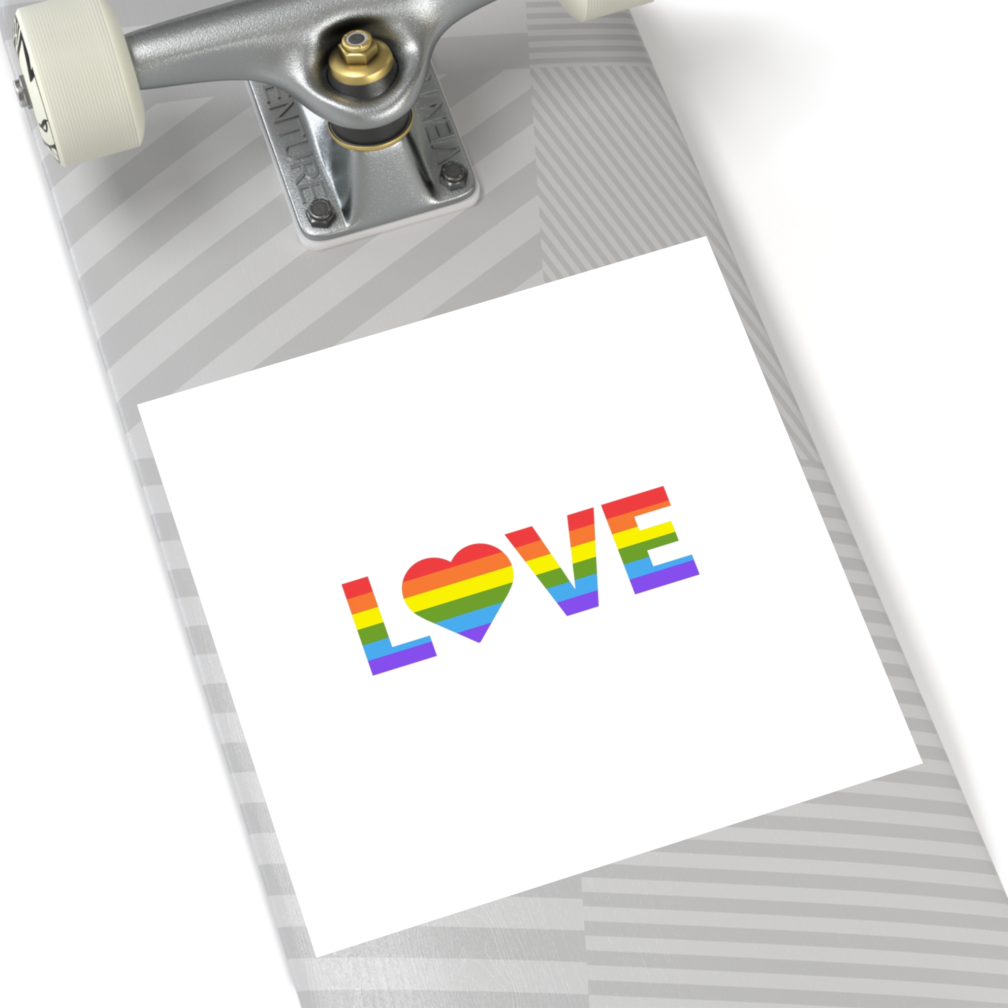 Love With Heart Rainbow Heart Shape Lgbtq Flag White Background Pride Month Laminate Stickers Square - Image 52