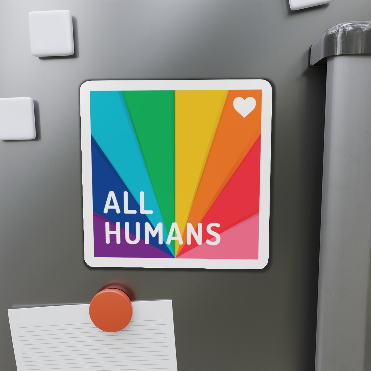 Rainbow Colored Background With All Humans Concept Pride Month Die Cut Magnets - Image 14