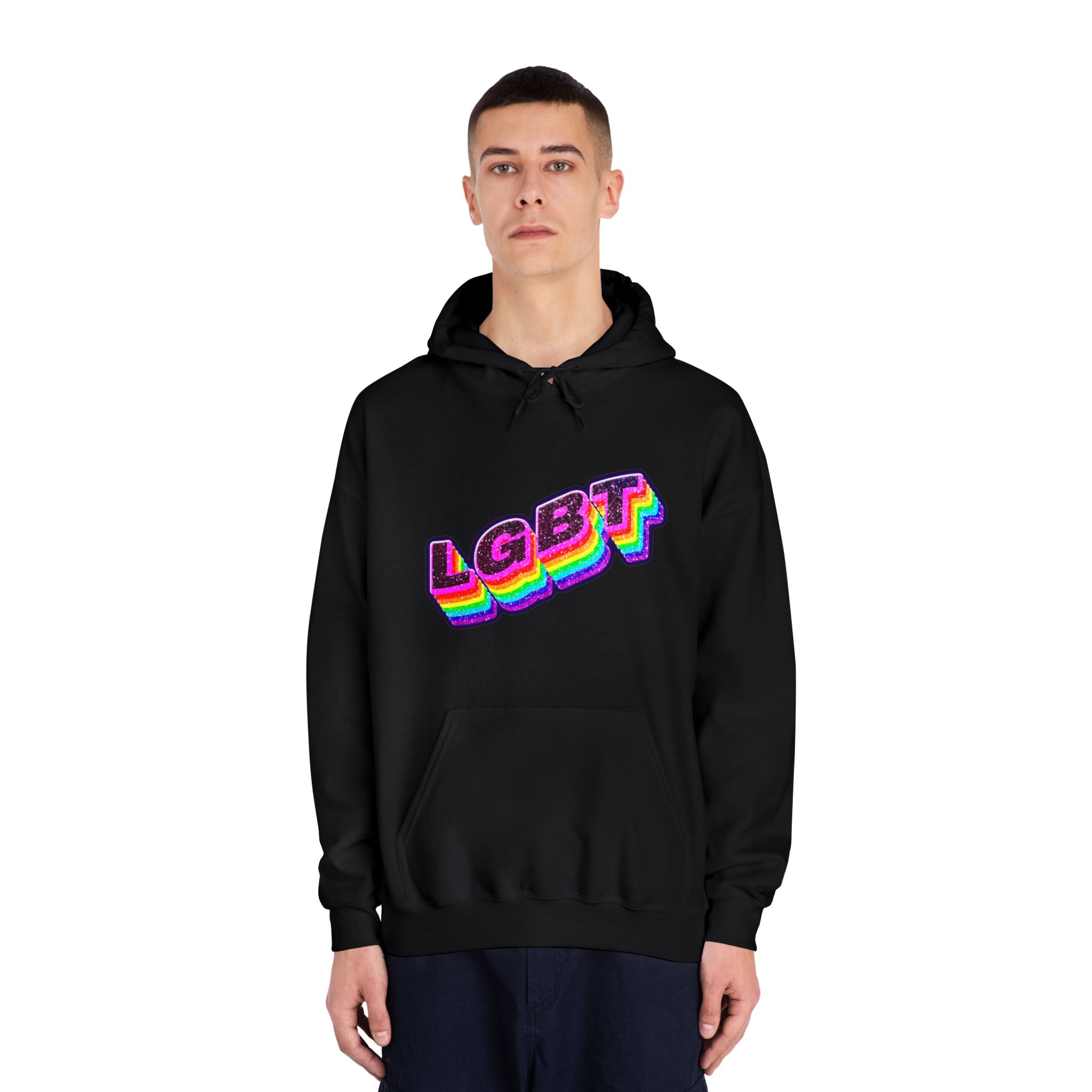Png Word Lgbt Rainbow Typography Unisex Dryblend Hooded Sweatshirt - Image 11