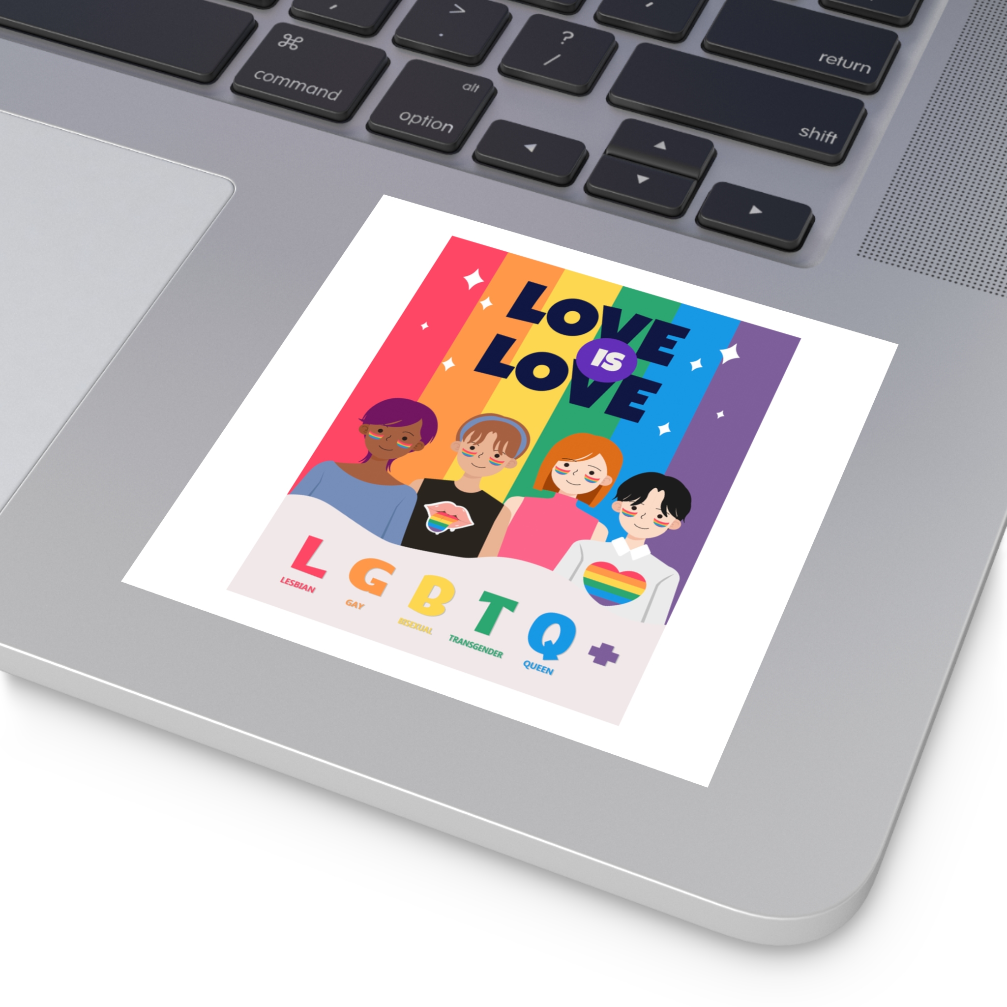 Lgbtq Pride Month Poster Vector With Diverse Characters Rainbow Celebrate Love Inclusivity Laminate Stickers Square - Image 71
