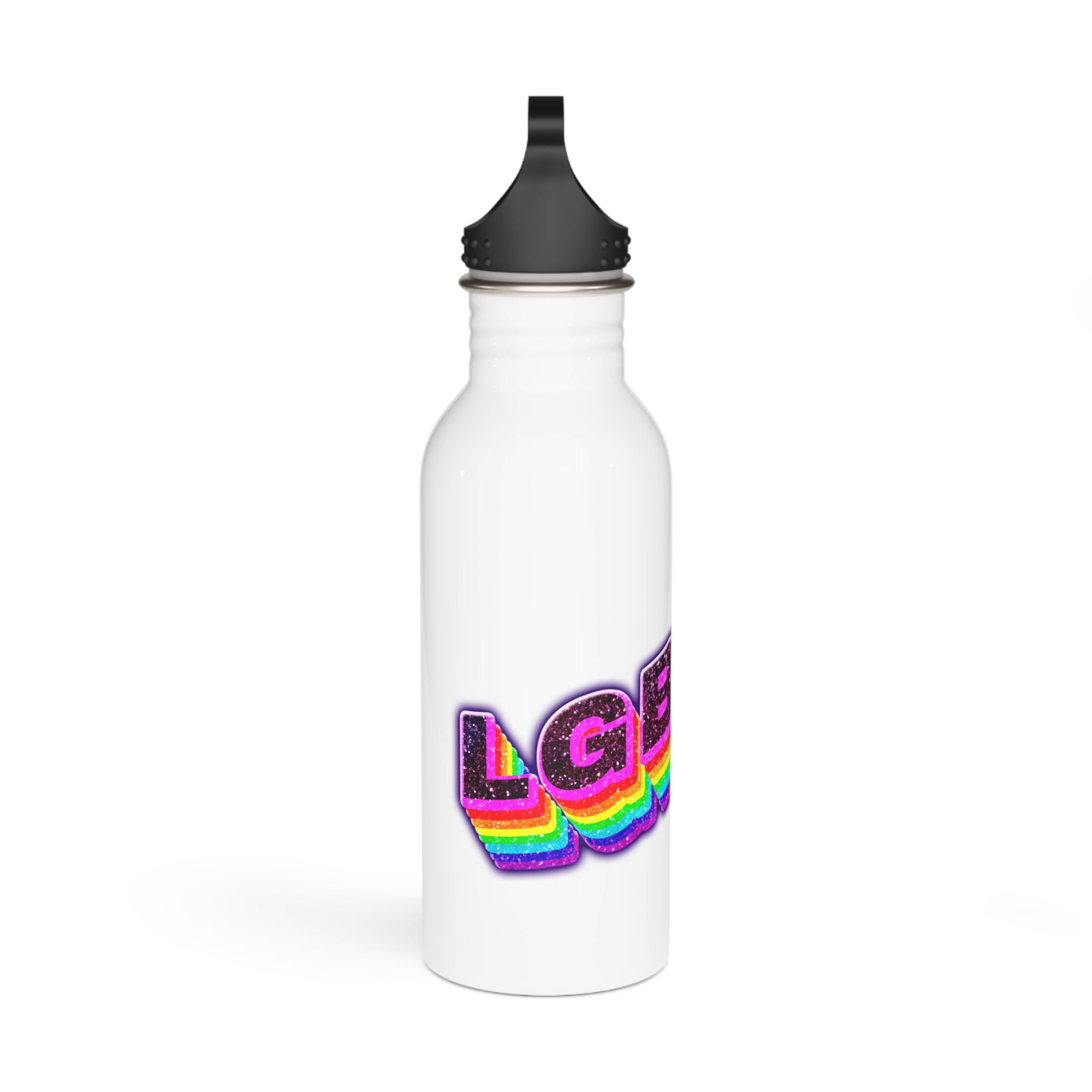 Lgbtqi 3d Word Glitch Png Stainless Steel Water Bottle - Image 2