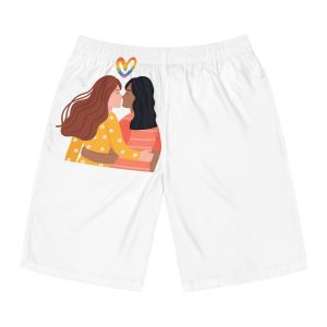 Hand Drawn Affectionate Lesbian Kiss (1) Mens Board Shorts Aop