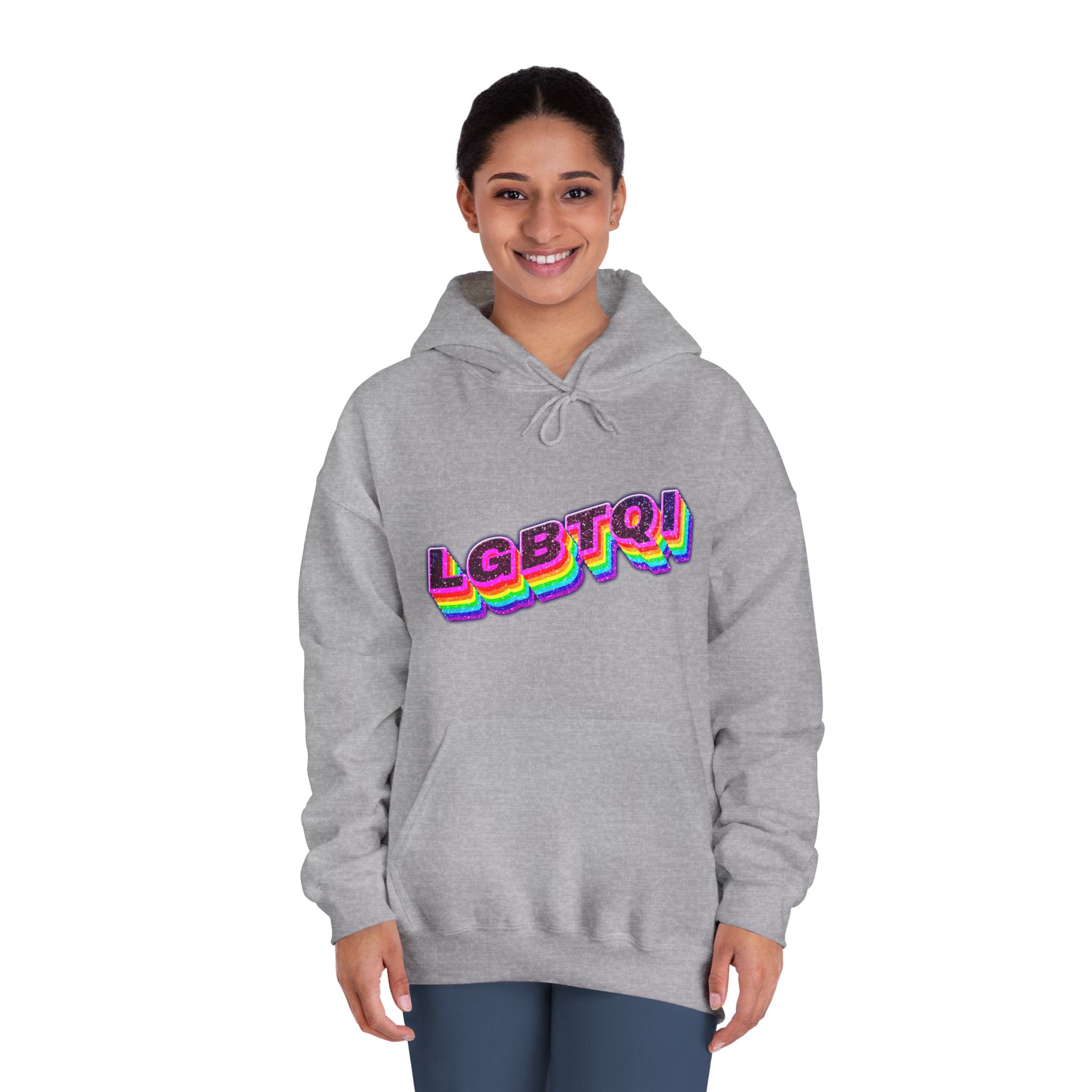 Lgbtqi 3d Word Glitch Png Unisex Dryblend Hooded Sweatshirt - Image 16