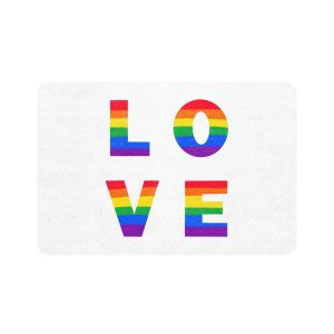 Letters Love Colored Rainbow Lgbtq Gay Pride Flag Colors Vector Lettering Lgbt History Month Pencil Crayon Textured Isolated Love Is Love Concept Pet Food Mat 12x18