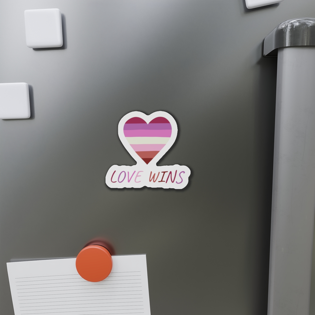 Colorful Heart Shape Lesbian Pride Flag Happy Pride Day Lgbtqia Community Pride Month Vector Hand Drawn Doodle Posters Stickers Logo Cards(2) Die Cut Magnets - Image 8