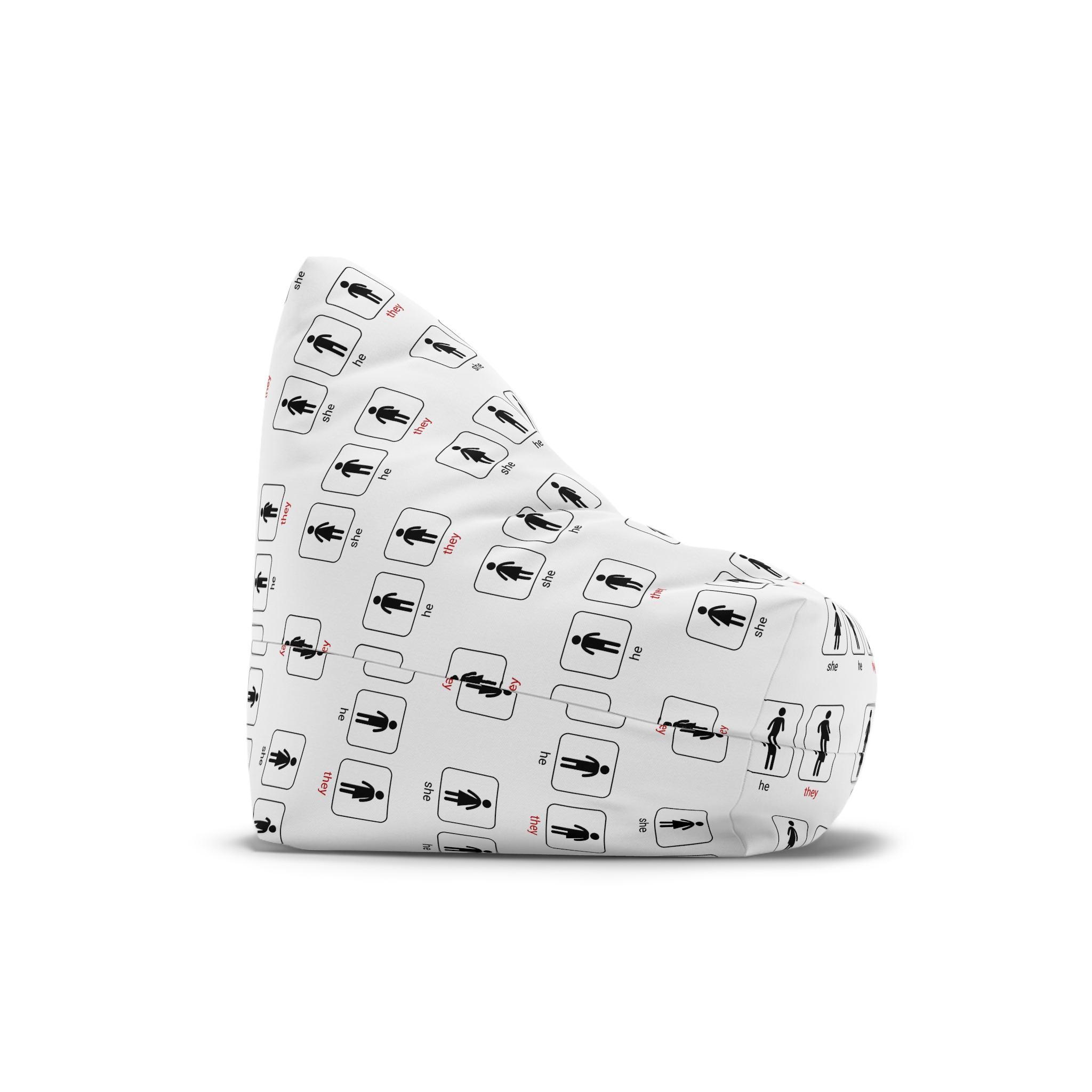 Gender Neutral Toilet Sign Concept Set Word They Written With Red Marker Male Female Unisex Bean Bag Chair Cover - Image 3