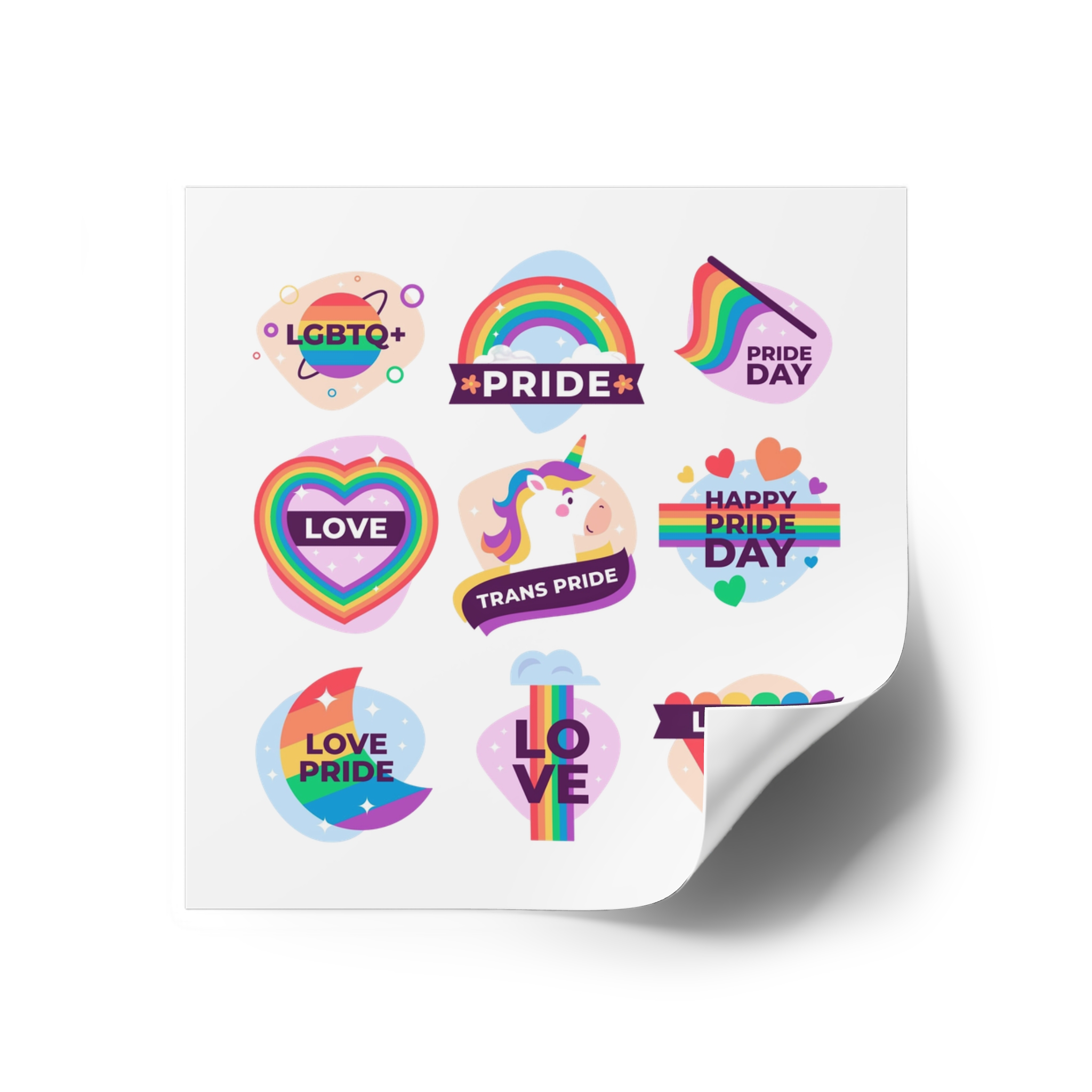 Labels Design Pride Day Event Laminate Stickers Square - Image 30