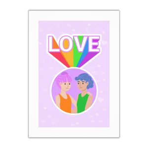 Young Couple Embracing With Rainbow Love Text Celebrating Pride Month Gift Wrapping Paper Sheets 1pc