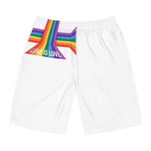 Pride Month Banner With Pride Lgbtq Rainbow Flag Vector Background Mens Board Shorts Aop