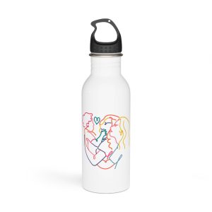 Lesbian Family Clipart Lgbtq Line Portrait Illustration Vector Stainless Steel Water Bottle