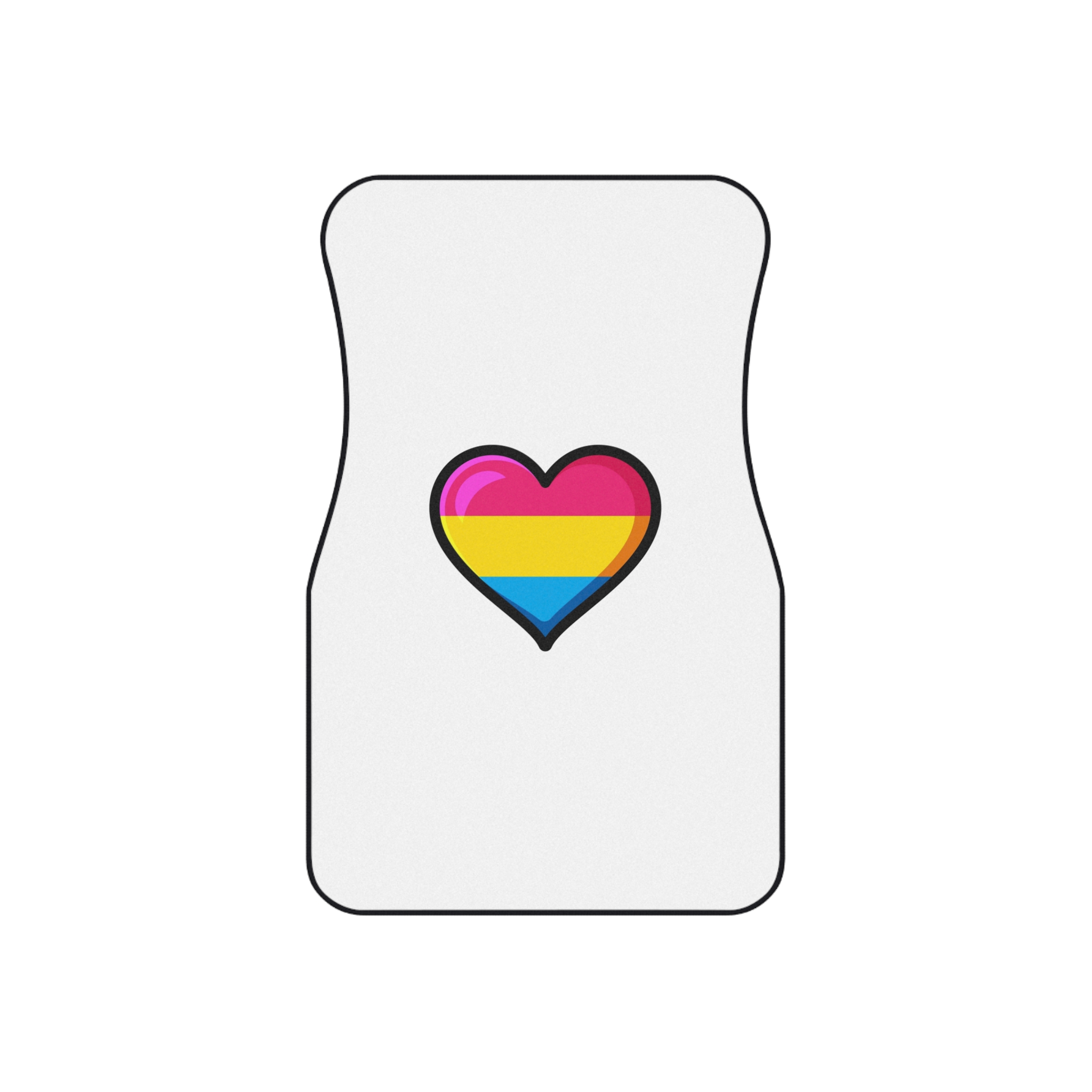 Pansexual Pride Flag Heart Shape Vector Illustration Car Mats Set Of 4 - Image 2