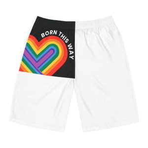 Rainbow Heart Template Lgbtq Pride Month With Born This Way Text Mens Board Shorts Aop