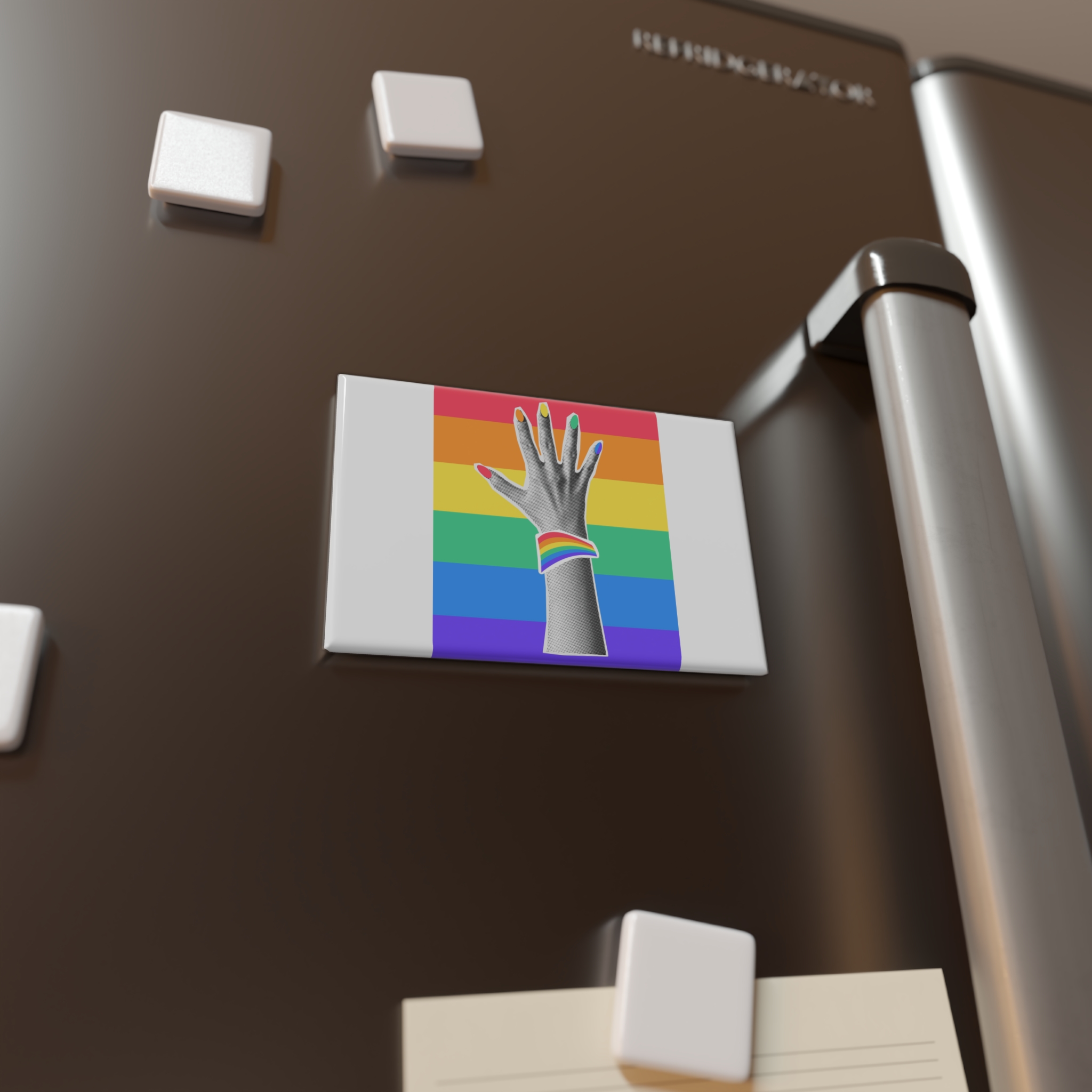 Unity Diversity Halftone Lgbtq Hand Concept Button Magnet Rectangle 1 And 10 Pcs - Image 8