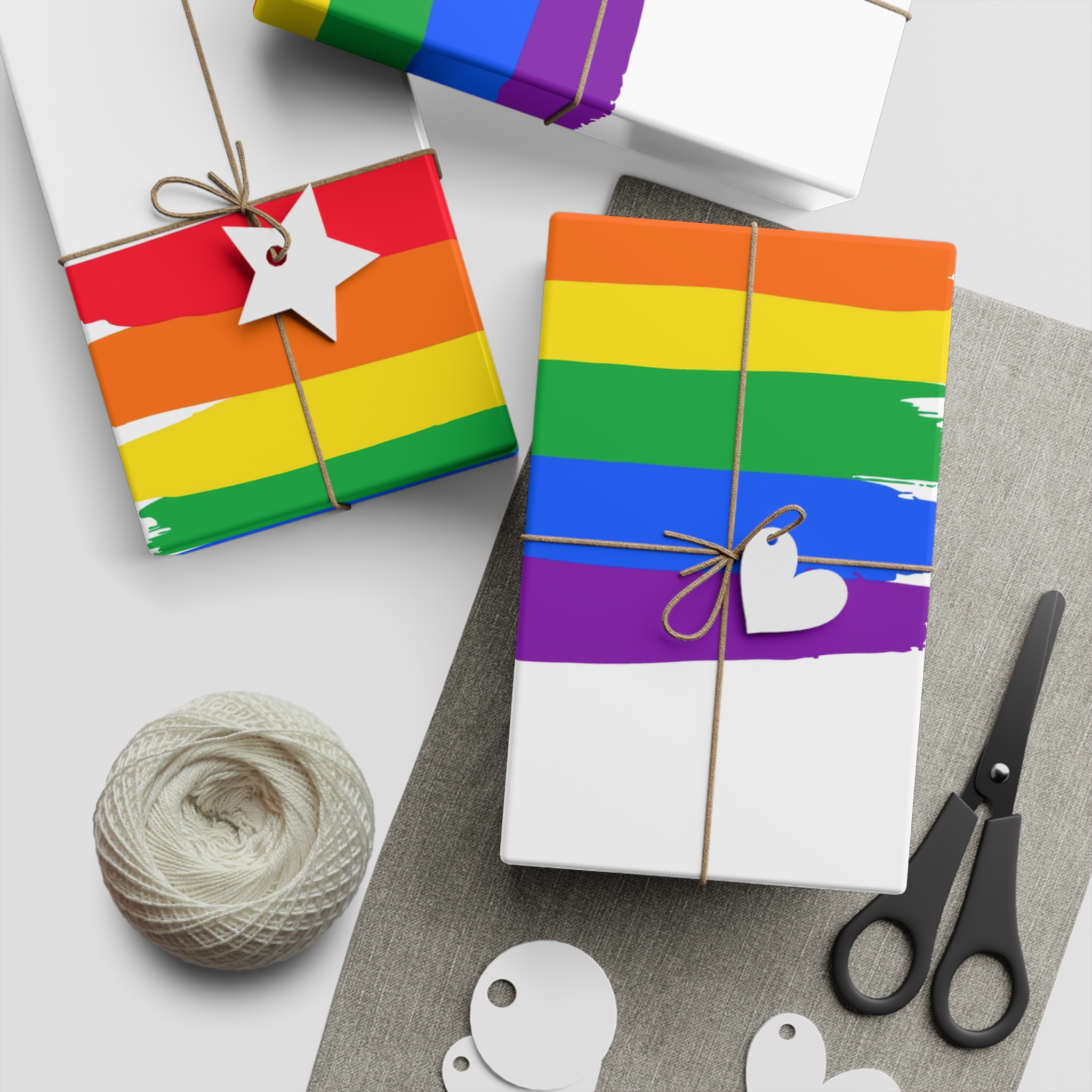 Watercolor Pride Day Flag Gift Wrapping Paper Sheets 1pc - Image 2
