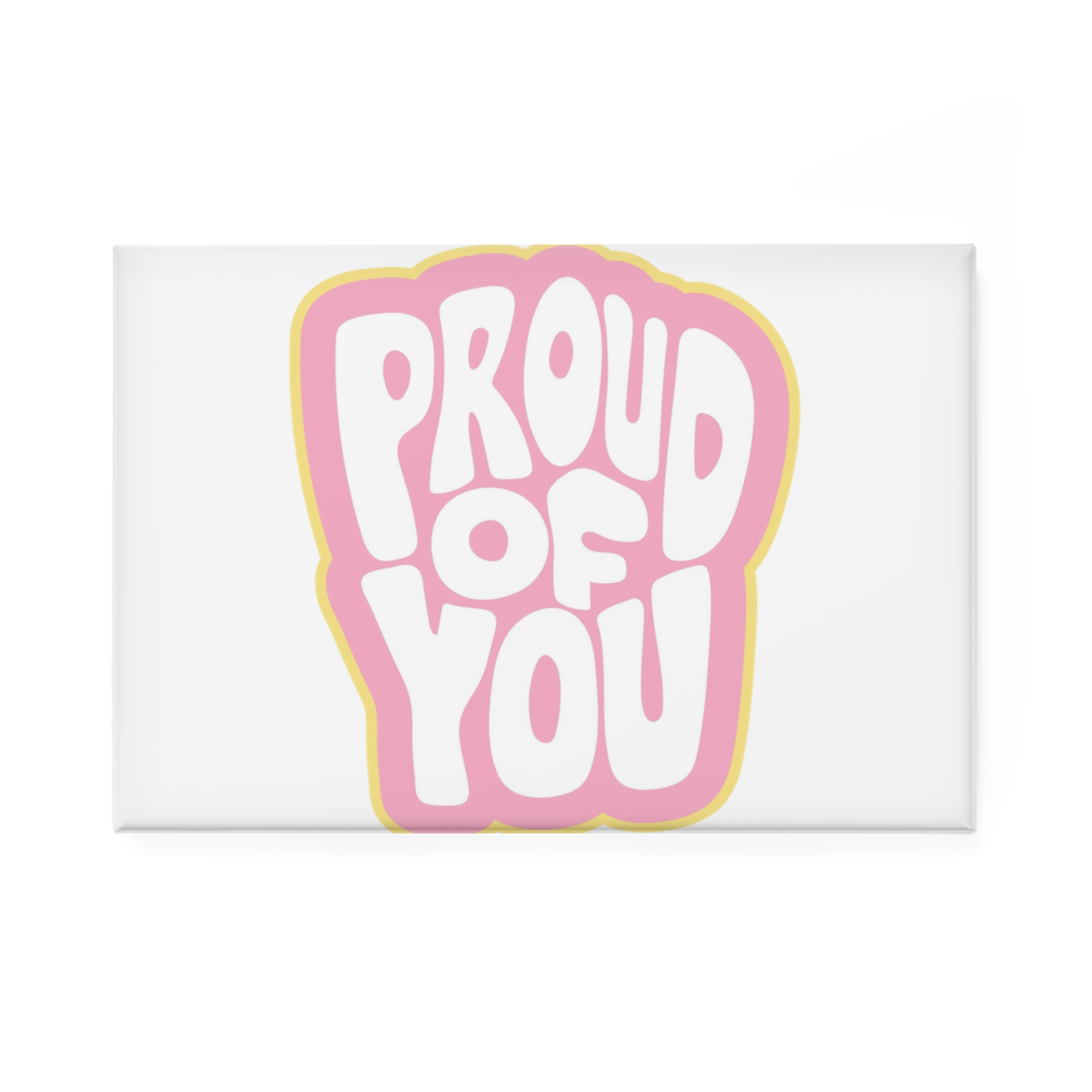 Colorful Retro Bubble Letter Typography Sticker Saying Proud You Button Magnet Rectangle 1 And 10 Pcs