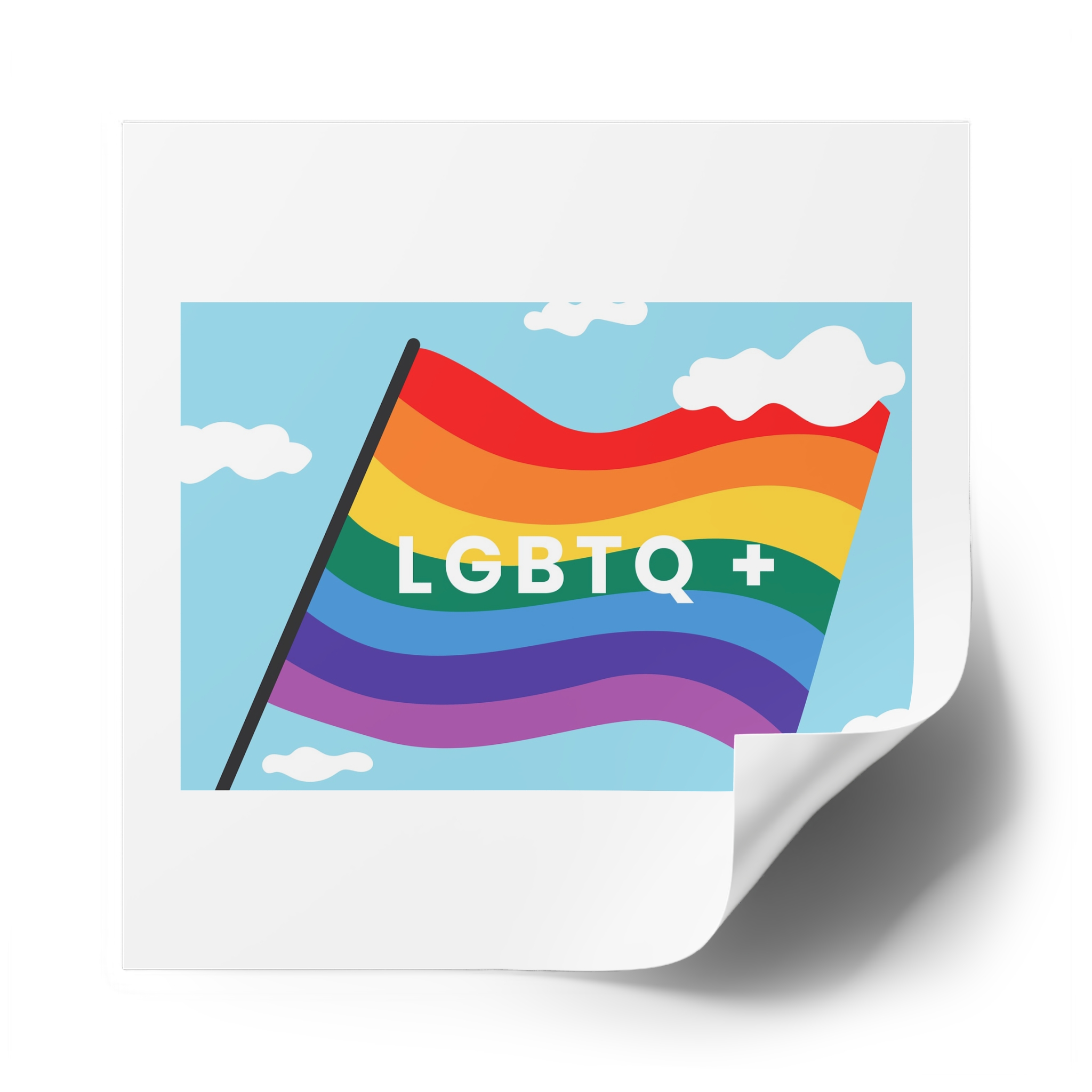 Rainbow Flag Banner Template Lgbtq Rights Laminate Stickers Square - Image 50