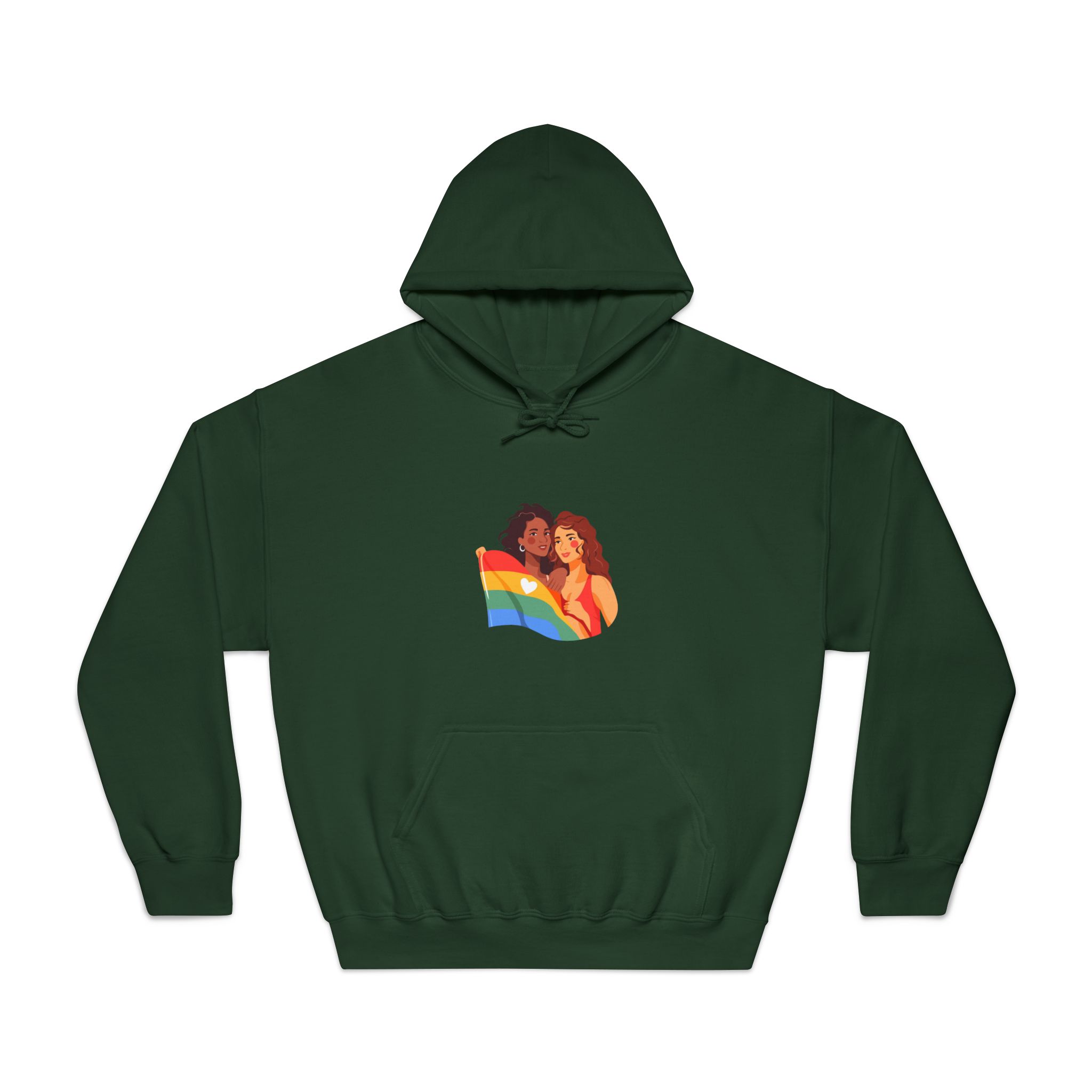 Portrait Lesbian Couple With Rainbow Flag Concept Lgbtq Unisex Dryblend Hooded Sweatshirt - Image 21