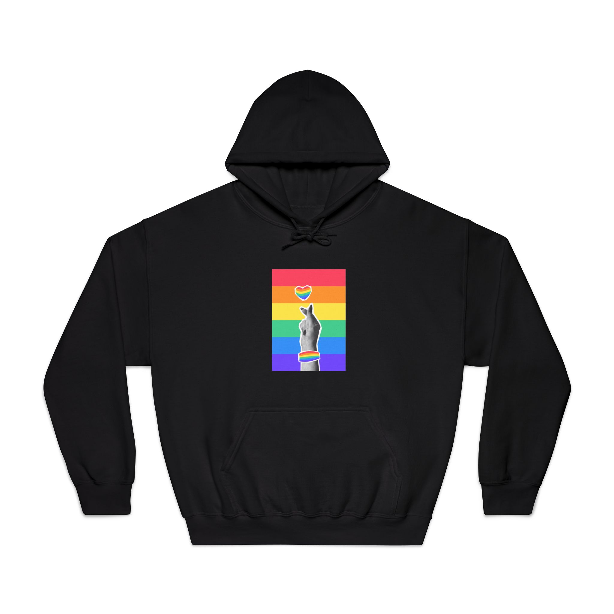 Lgbtq Trendy Retro Collage Halftone Hands Unisex Dryblend Hooded Sweatshirt - Image 9