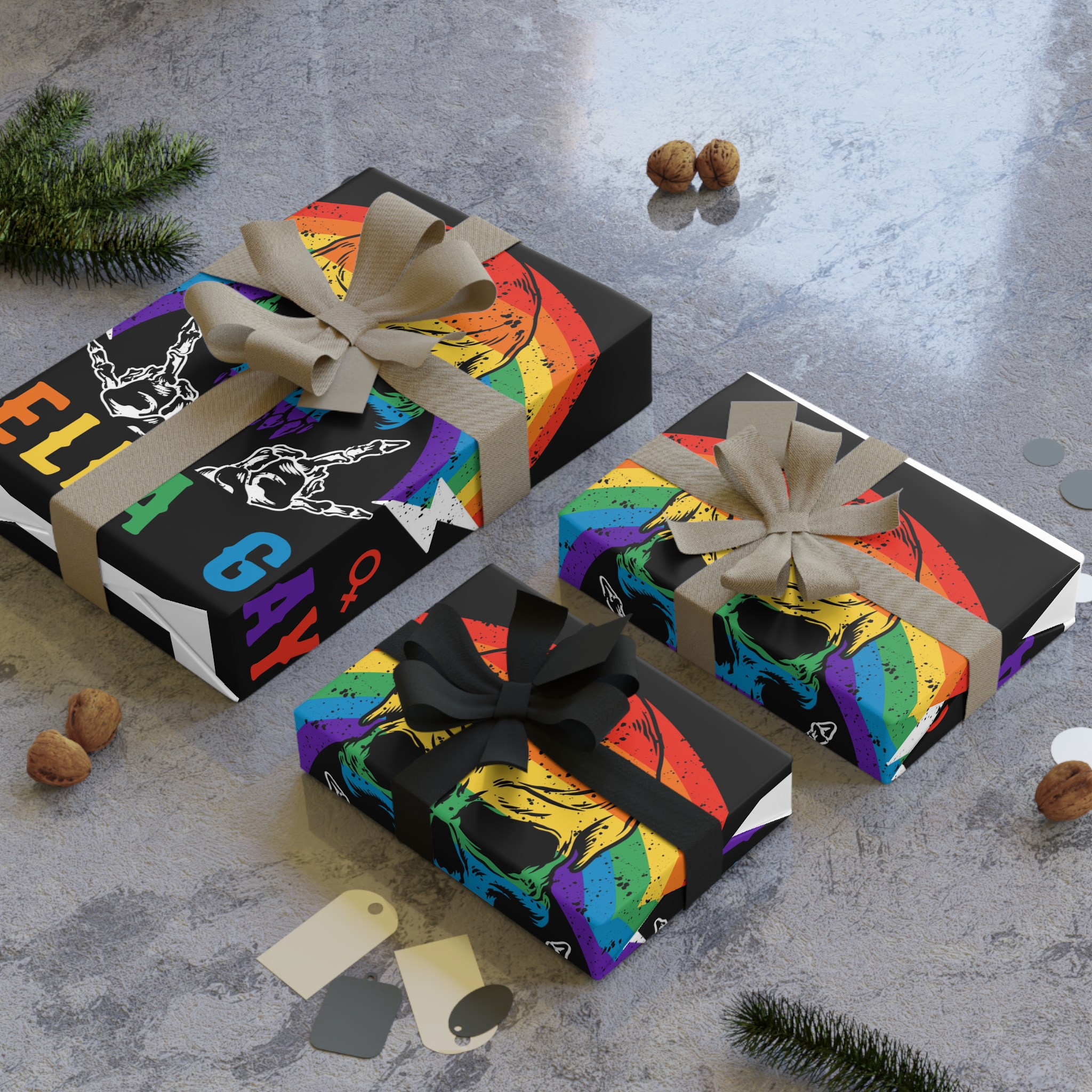 Stela Gay Skull Rainbow Gay Pride Vector T Shirt Gift Wrapping Paper Rolls 1pc - Image 4