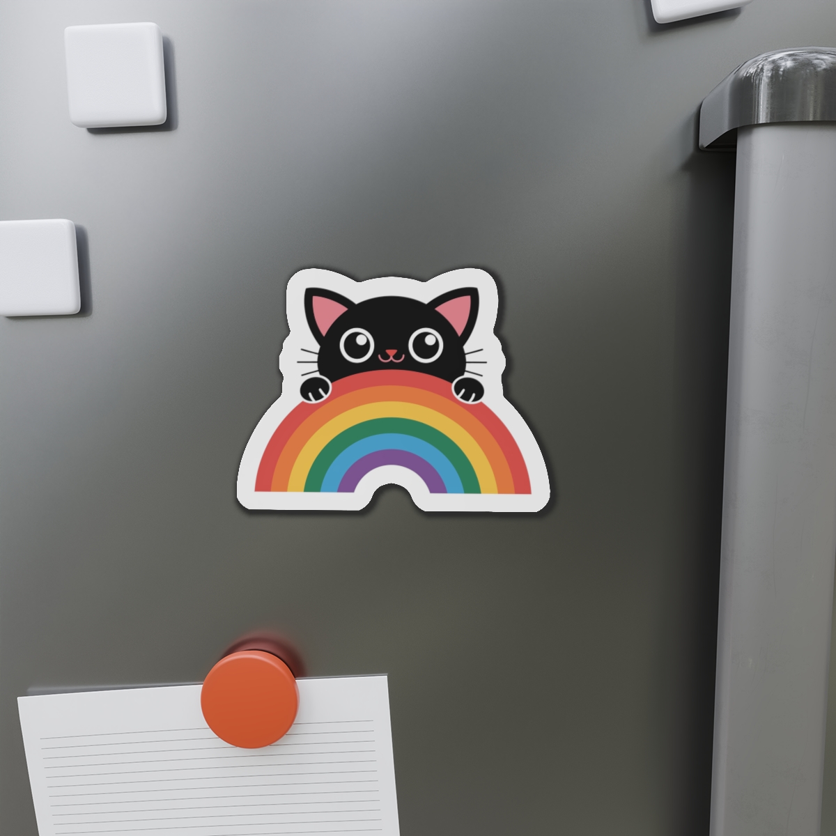 Black Cat With Rainbow Icon Pride Pet Design Vector Illustration Die Cut Magnets - Image 11