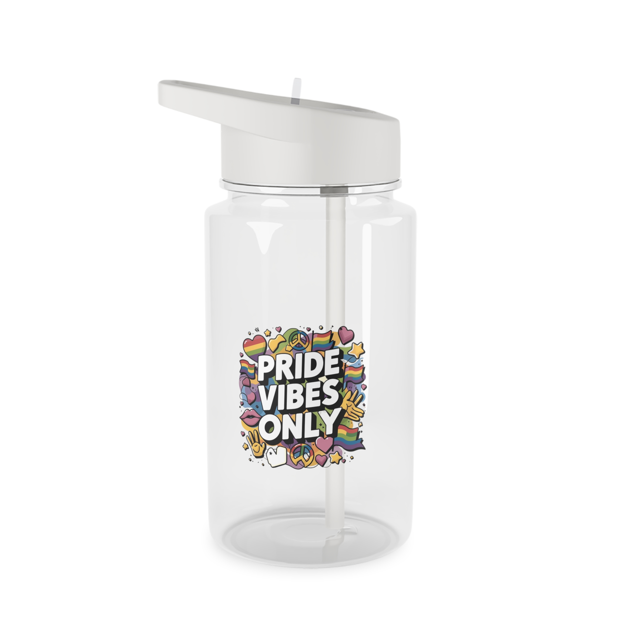 Pride Vibes Only T Shirt Design Isolated White Background Tritan Water Bottle