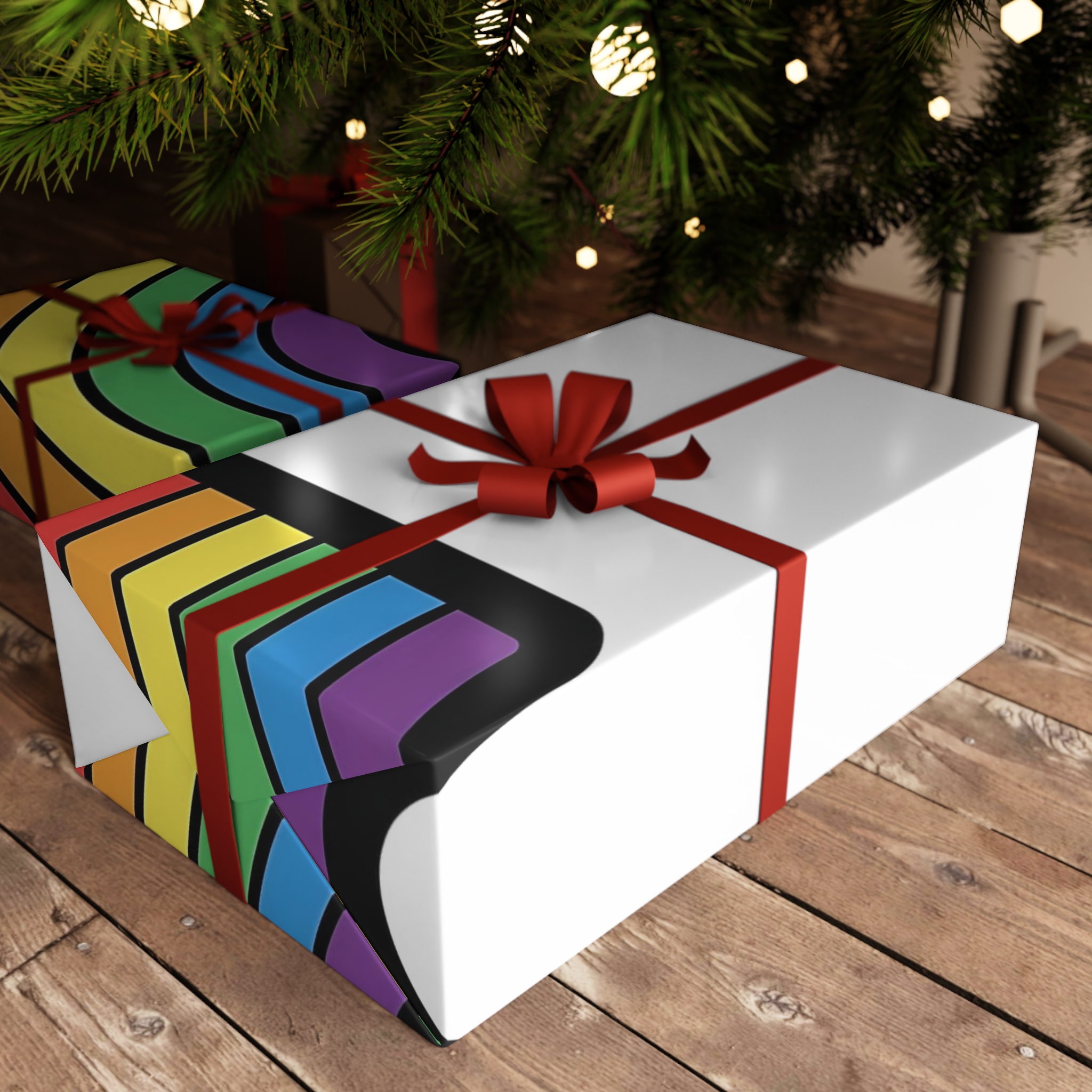 Colorful Rainbow Illustration White Background Gift Wrapping Paper Sheets 1pc - Image 6