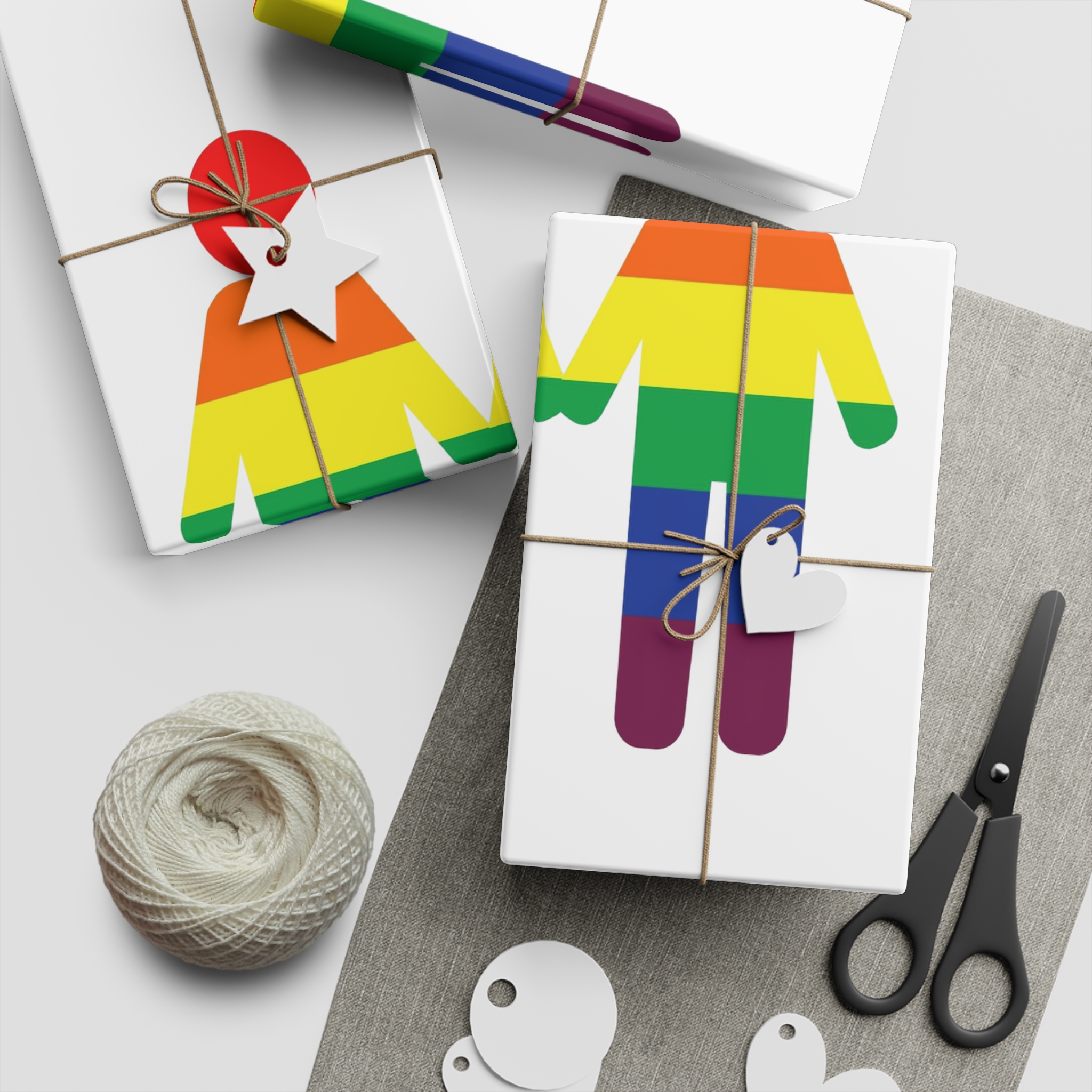 Gay Couple Holding Hands With Rainbow Color Background Vector Gift Wrapping Paper Sheets 1pc - Image 2